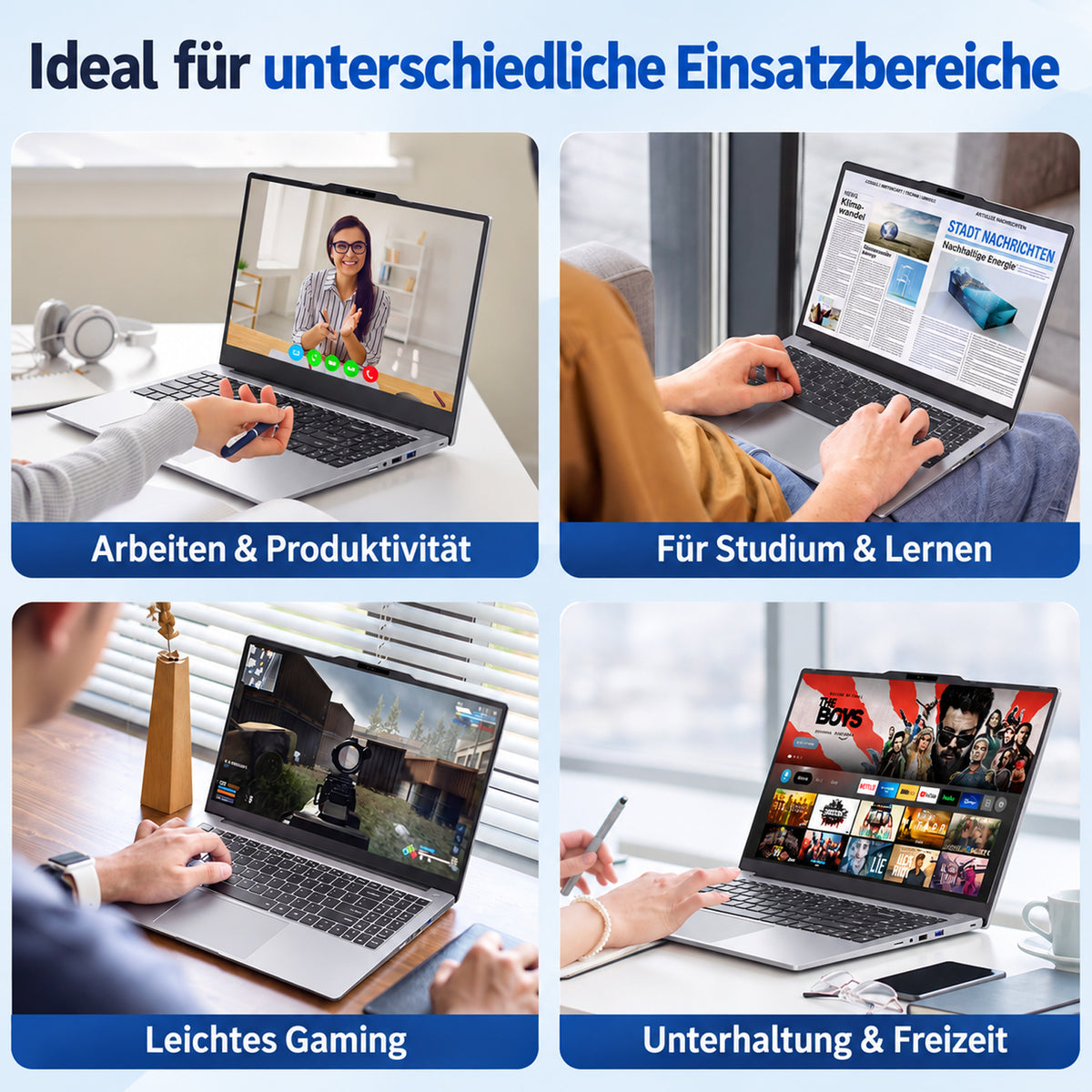 Auusda Laptop 15,6 Zoll, R5 6600U 6-Kern-Prozessor, 12GB DDR5 RAM 256GB PCIe SSD, Notebook (bis zu 4,5 GHz) mit Full HD IPS Display, Beleuchteter Tastatur, 2 Type-C-Anschlüssen, für Büro und Studium