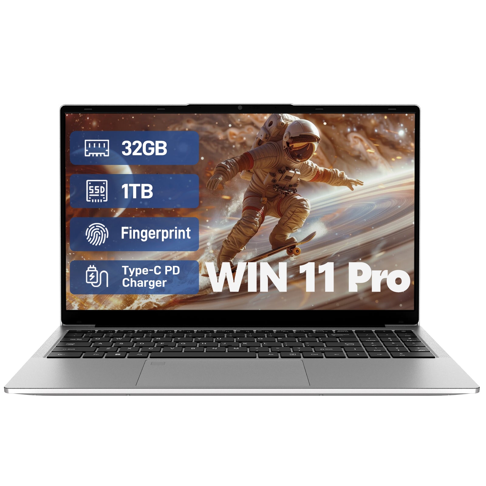 Auusda T156A Laptop - AMD Athlon Silver 3050e, 32GB DDR4 + 1T SSD, Sil