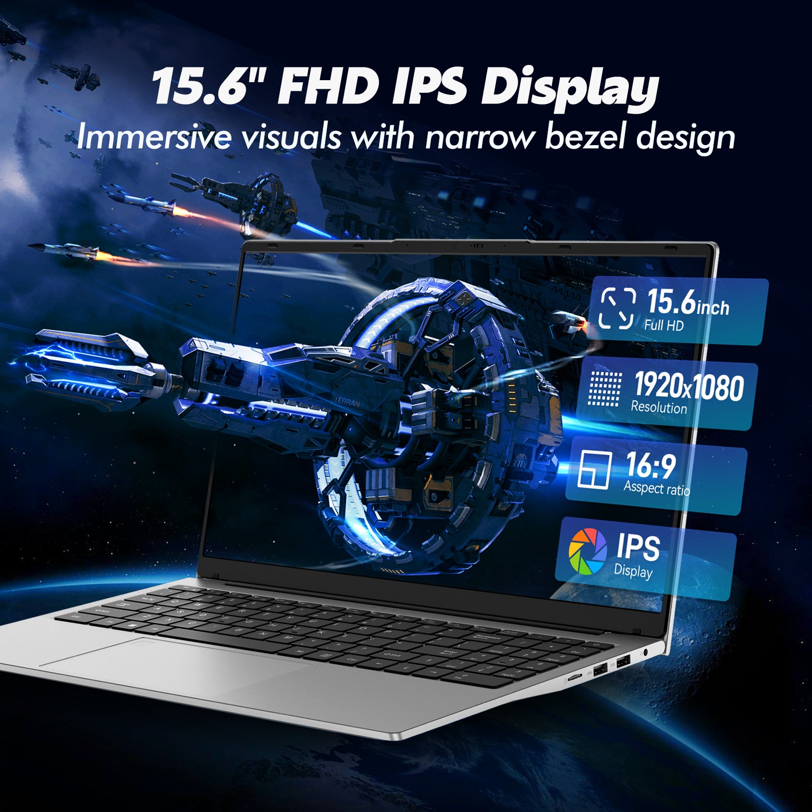 Auusda T156A Laptop - AMD Athlon Silver 3050e, 32GB DDR4 + 1T SSD, Silver