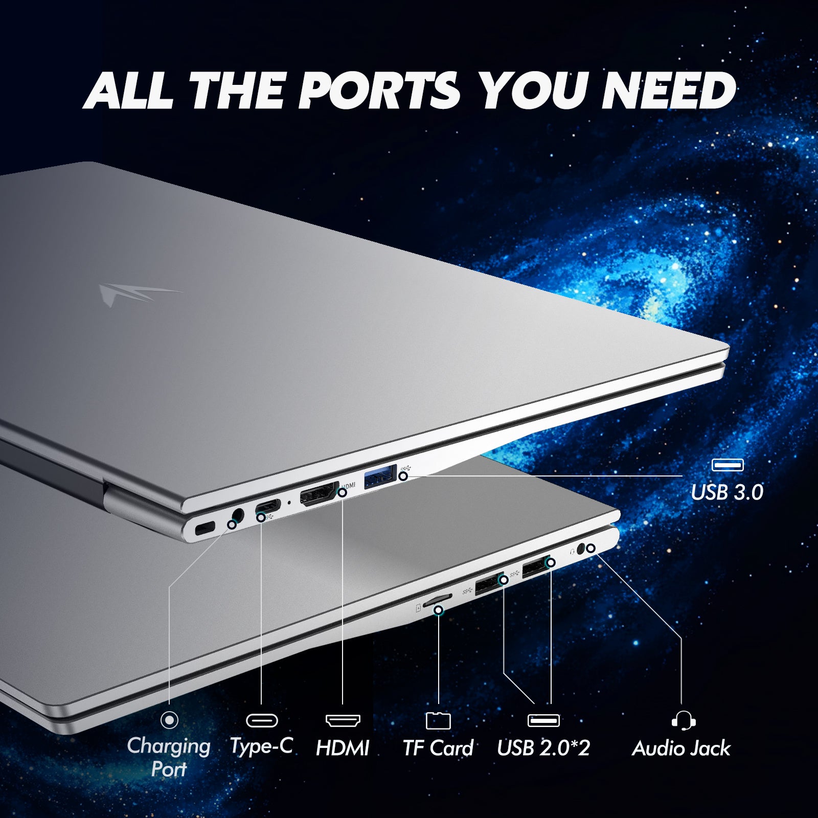 Auusda T156A Laptop - AMD Athlon Silver 3050e, 32GB DDR4 + 1T SSD, Silver