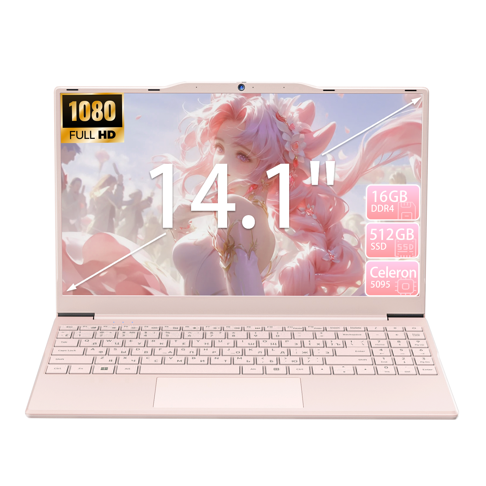 Auusda T141J N5095 16GB DDR4 + 512GB SSD,Pink