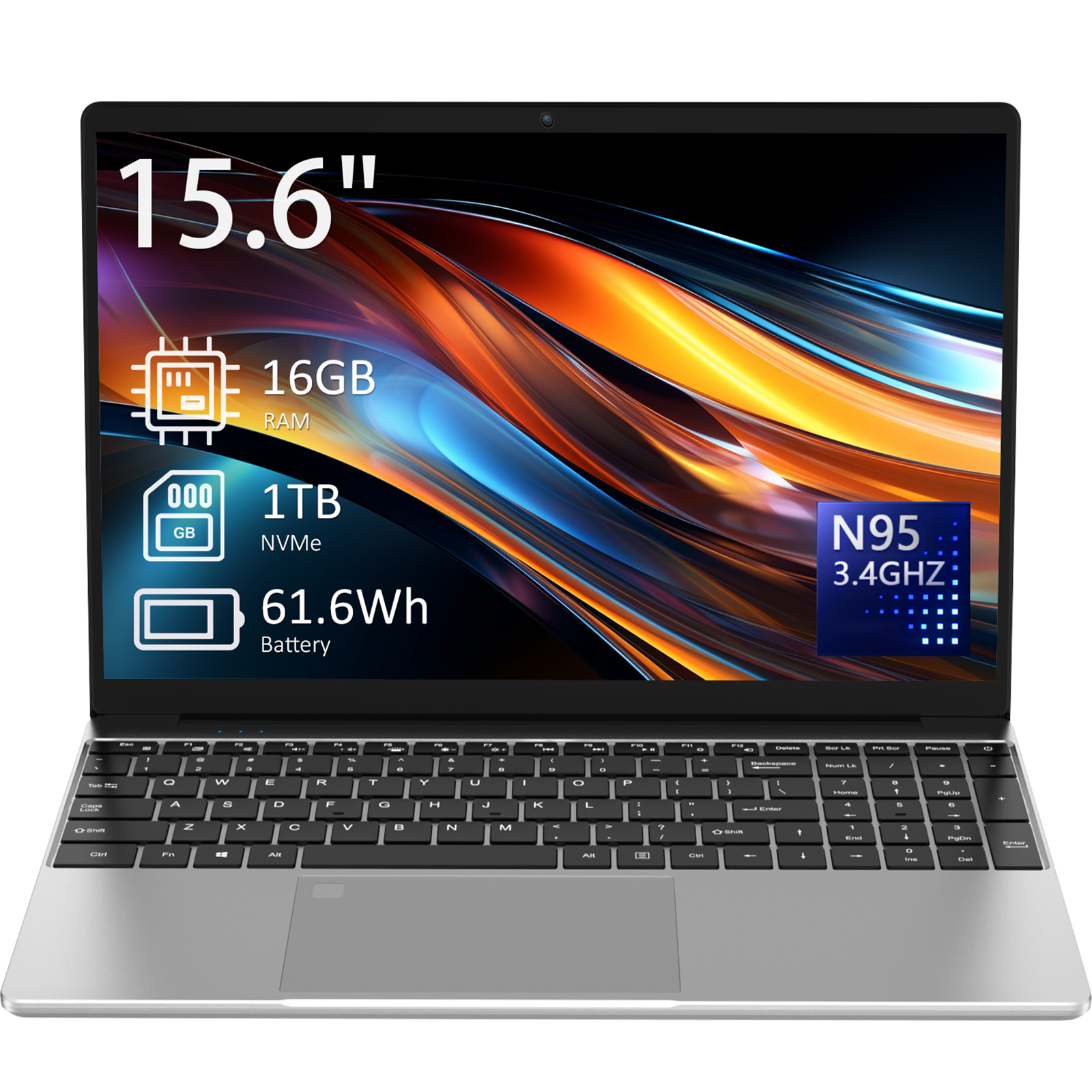 Ordinateur portable professionnel Auusda T152A - Processeur Intel N95, 32 Go de RAM, 1 To de SSD