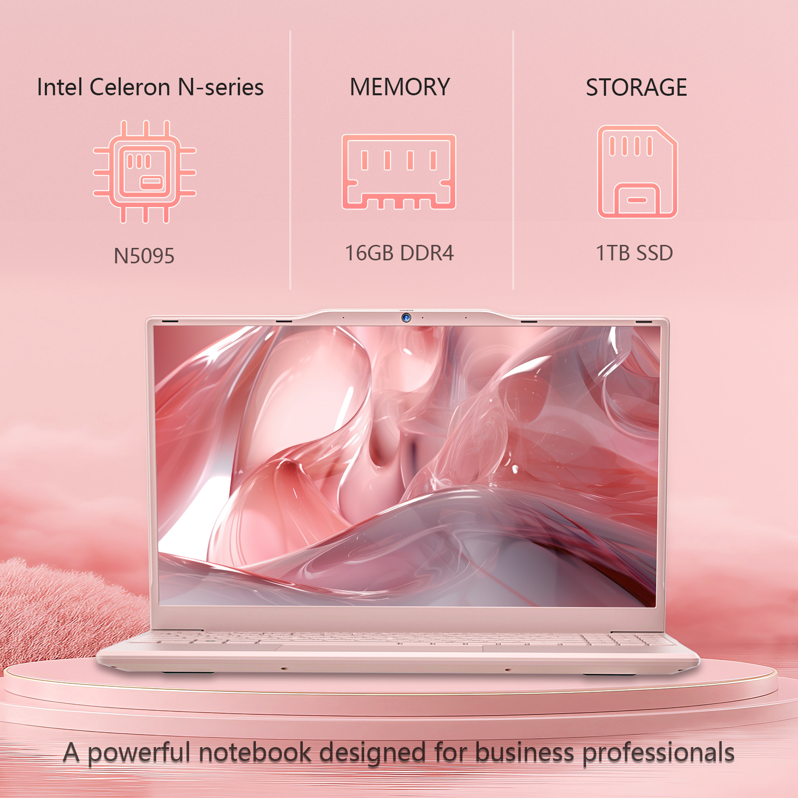 Auusda T141J N5095 16GB DDR4 + 1TB SSD,Pink