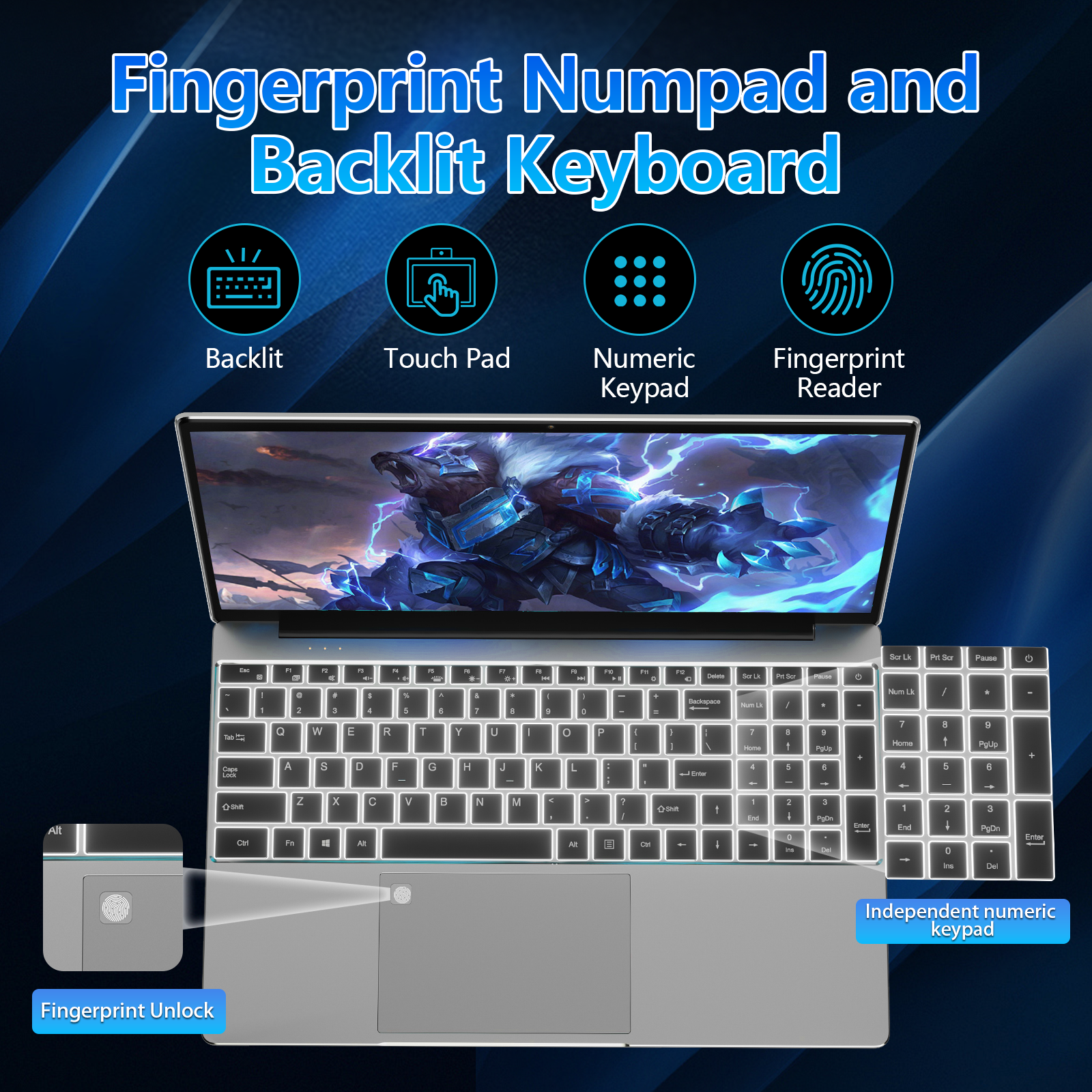 Auusda T152A Business Laptop - Intel N150 CPU,32GB RAM 1TB SSD,Silver