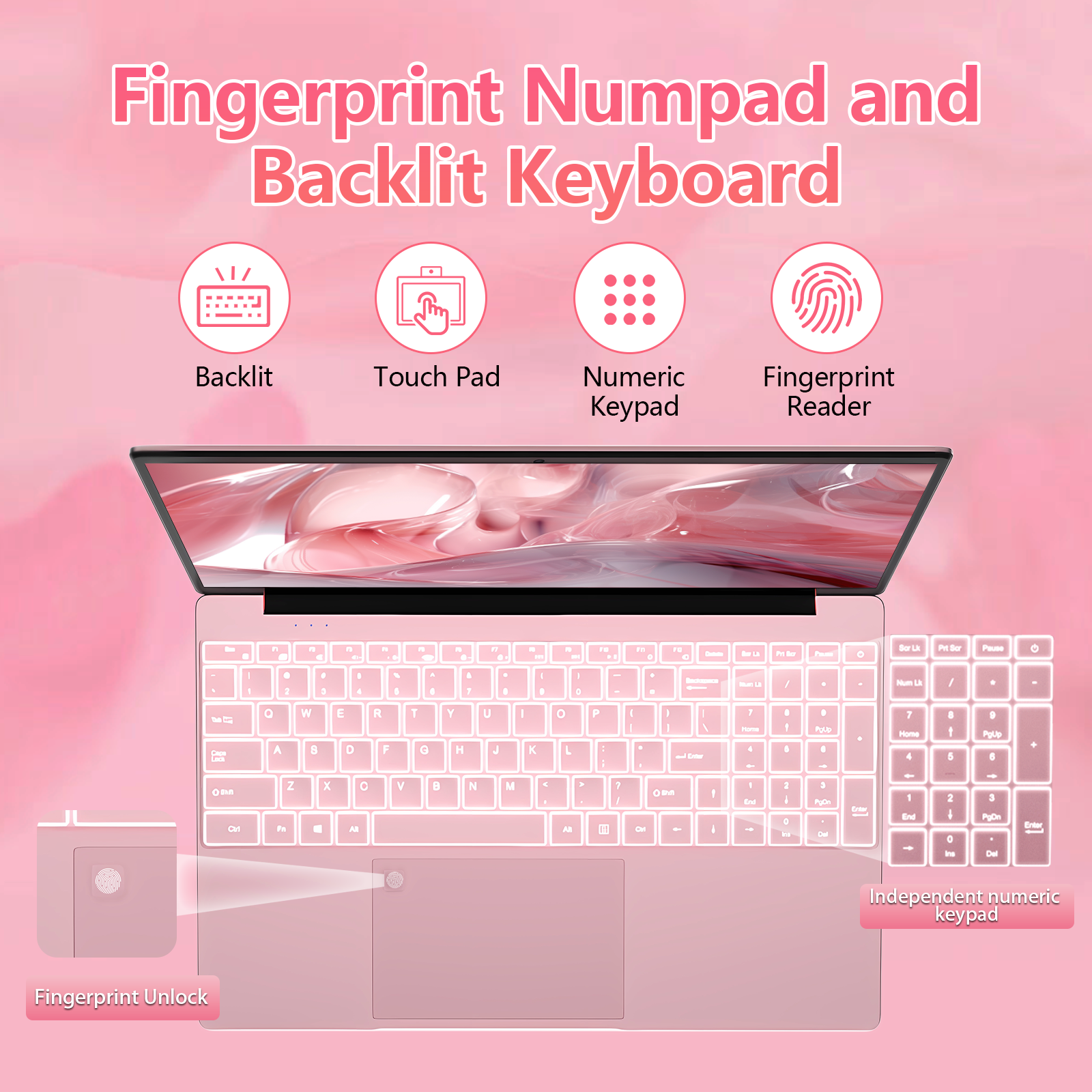 Auusda T152A Business Laptop - Intel N150 CPU,32GB RAM 1TB SSD,Pink