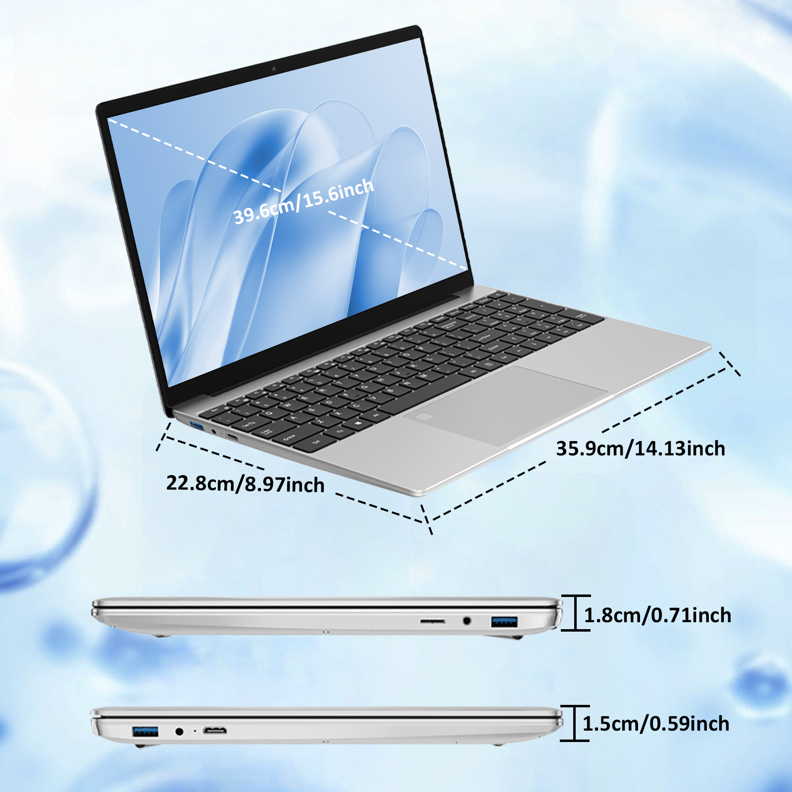 Auusda T152A Business Laptop - Intel N150 CPU,32GB RAM 1TB SSD,Silver