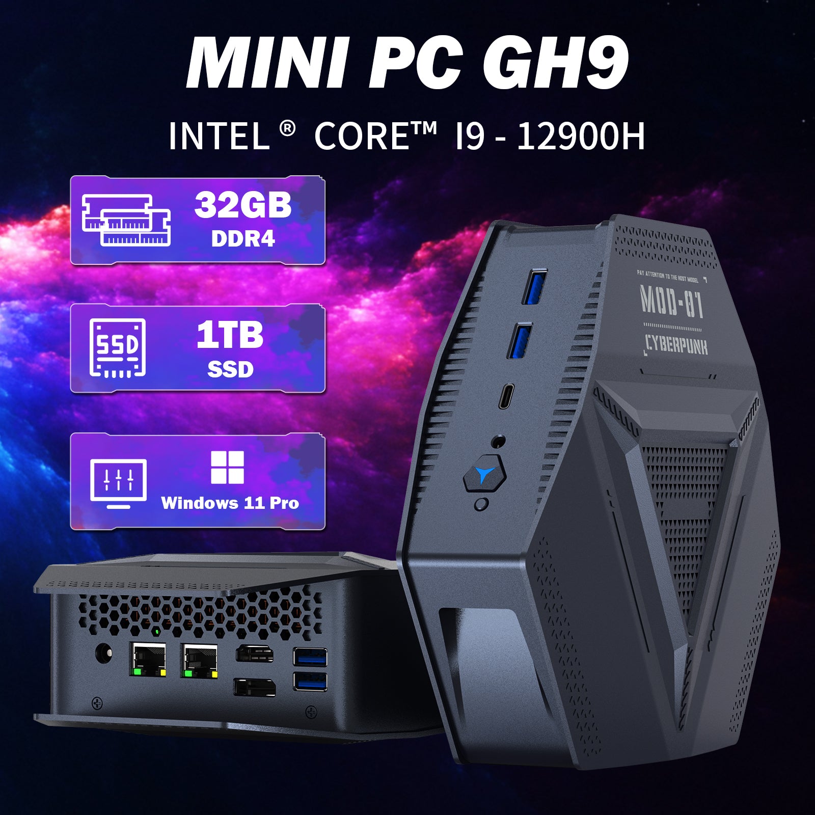 Auusda GH9 Mini PC – Intel i9-12900H | 32GB RAM + 1TB SSD | Triple Display