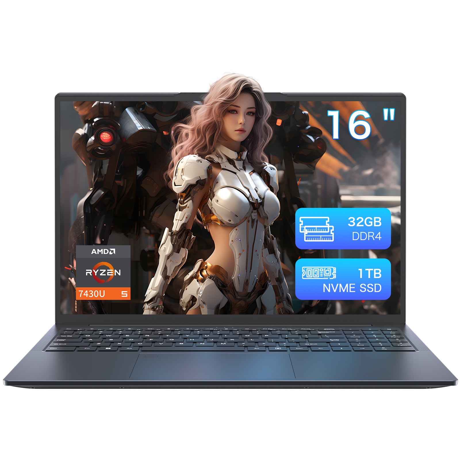 Auusda 16" T160R AMD Ryzen 5 7430U 32GB RAM 1TB SSD,Grey