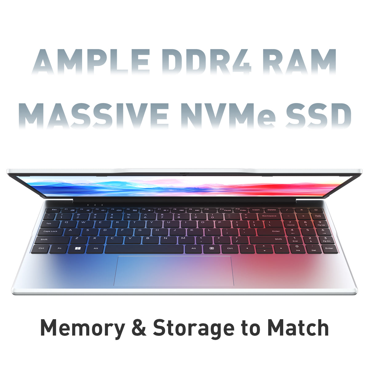 Auusda Laptop Computer, 14.1 Inch, 16GB RAM, 512GB SSD NVMe, Argent