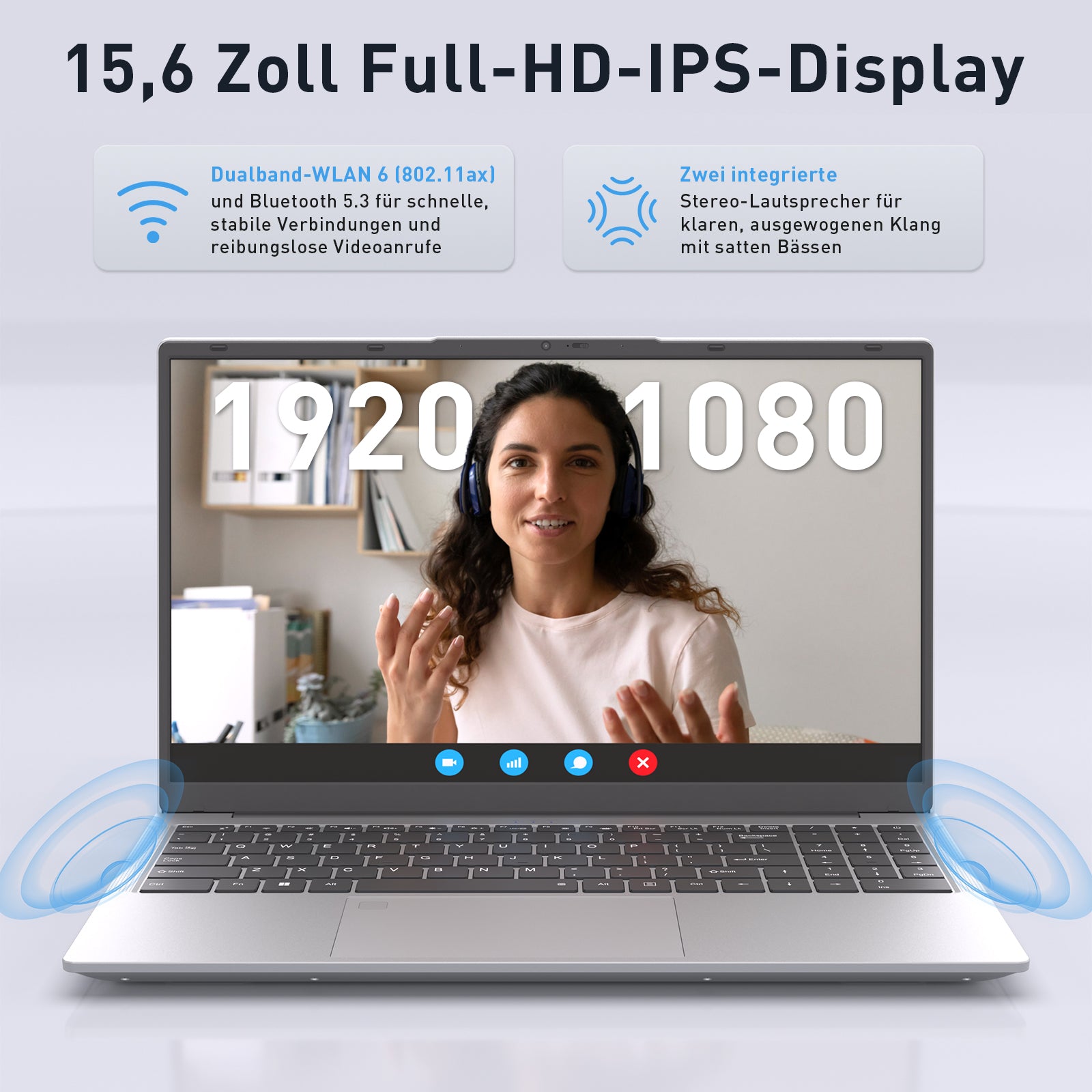 Auusda Laptop 15,6 Zoll Notebook, 16GB DDR4 RAM 512GB SSD, 3050E Prozessor, Fingerabdrucksensor, beleuchtete Tastatur, Ziffernblock, Privacy-Kameraabdeckung, leichtes Notebook für Schule & Büro