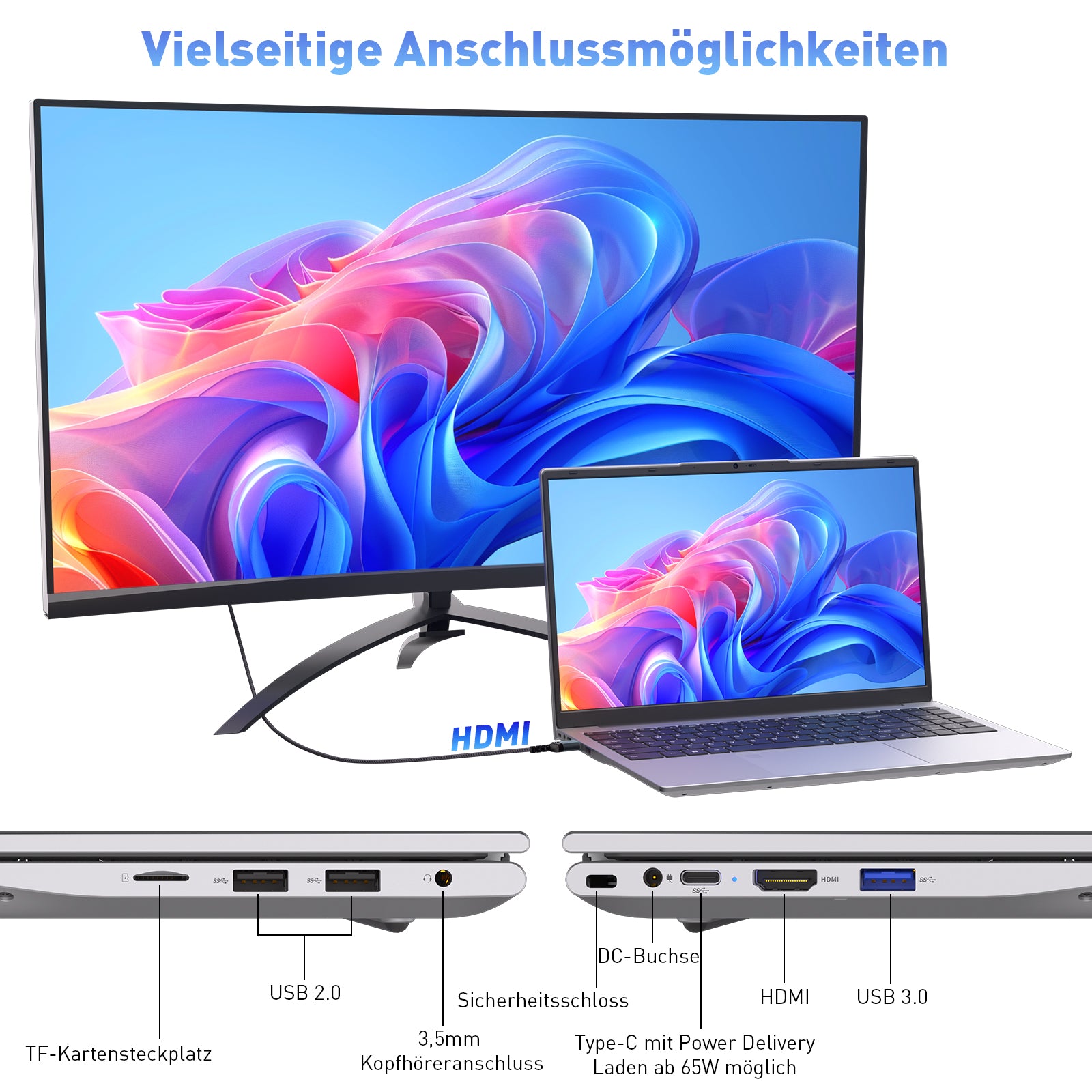 auusda Laptop 15.6 Zoll, 16GB DDR4 512GB SSD, Dual-Core 3050E (bis zu 2.80 GHz), Notebook Mit Fingerabdrucksensor, Illuminated Keyboard, Doppellautsprecher, HDMI, Laptop für Schüler und Büro