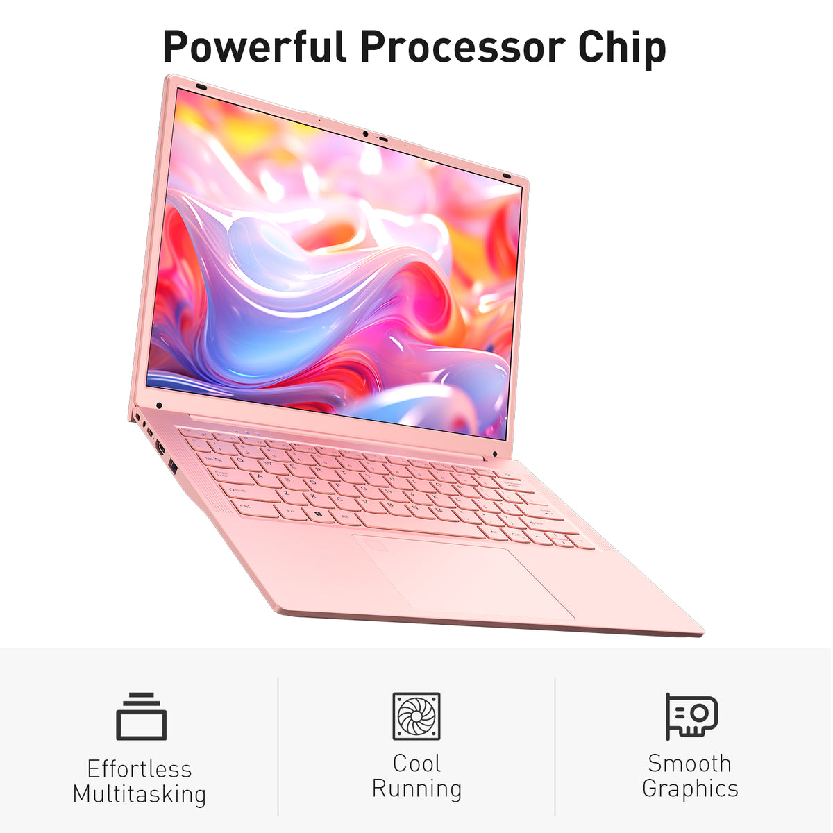 Auusda Laptop Computer, 14.1 Inch, 16GB RAM, 512GB SSD NVMe, Pink Rose