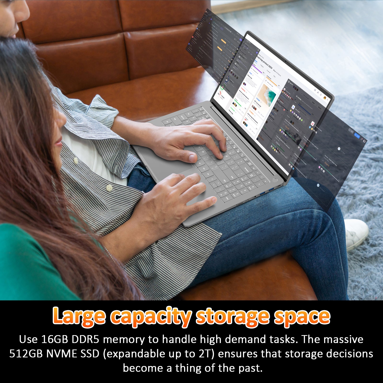 auusda 2025 15.6" IPS Laptop - Ryzen 9 6900HX 16GB RAM 1TB SSD, DDR5, (8-Core 16-Thread, 3.3GHz - 4.9GHz), Backlit Keyboard, Fingerprint Login, Numpad, Computer with 100W Type-C, HDMI, Win 11 Pro, Silver