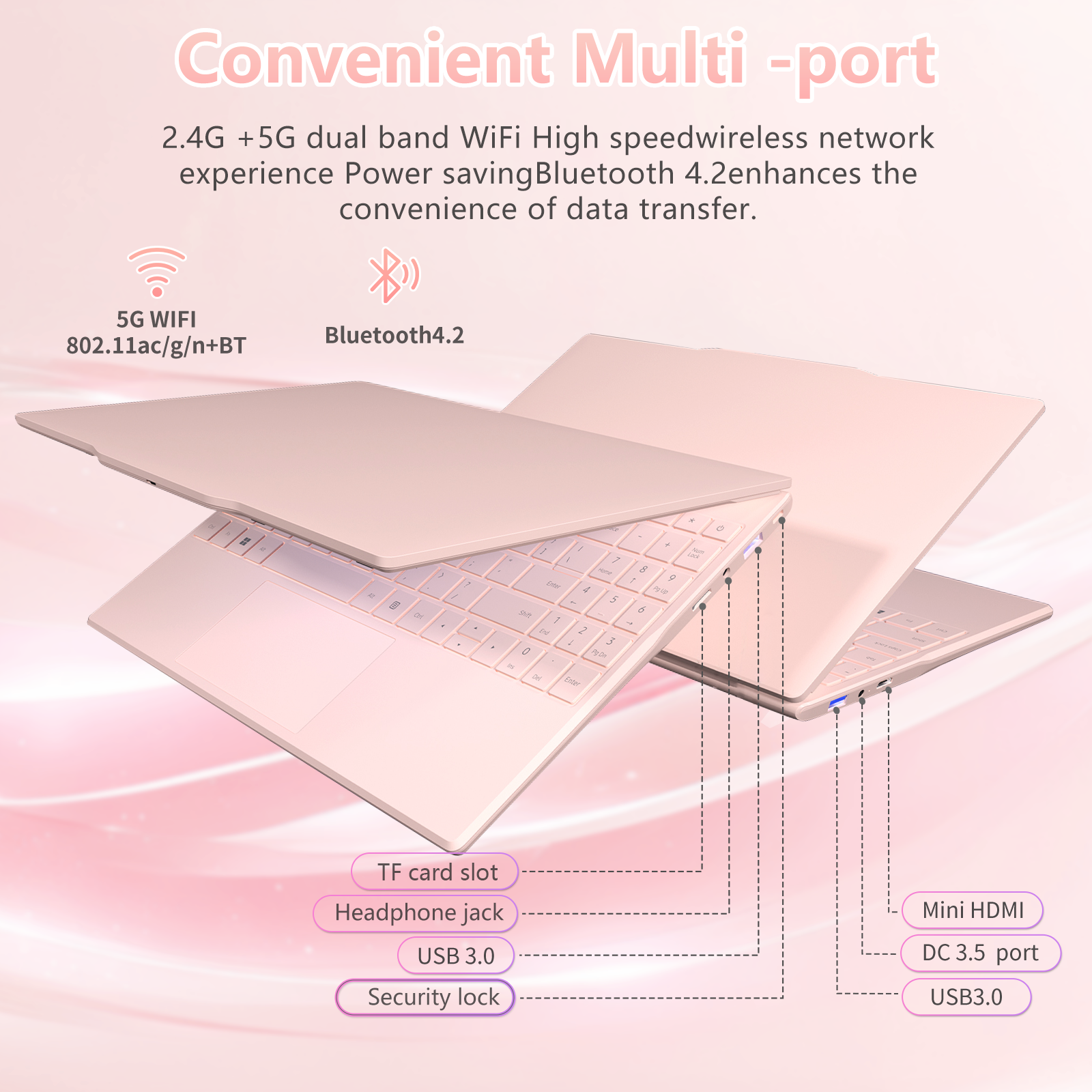 Auusda T141J N5095 32GB DDR4 + 1TB SSD,Pink