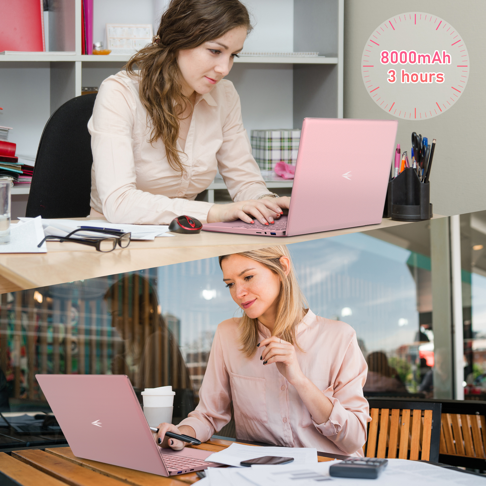auusda 15.6" Laptop Computer, 16GB RAM 1TB SSD, Intel N5100, Windows 11 Pro Notebook, Backlit Keyboard, Fingerprint Unlock, Pink