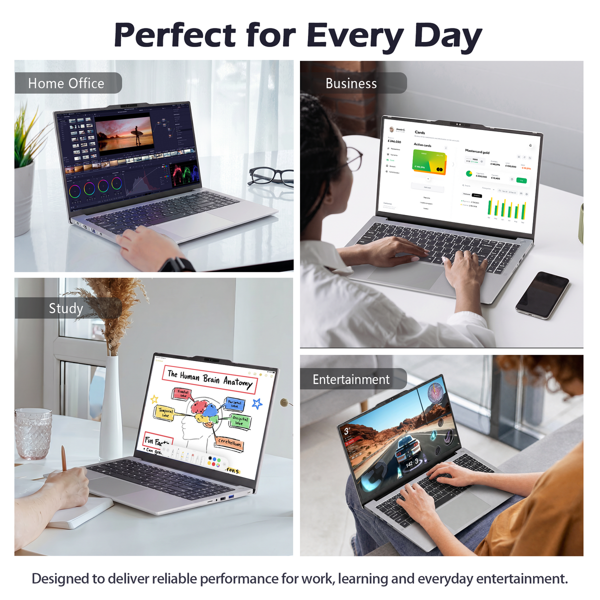 Auusda 15.6" Laptop Computer, AMD Ryzen 5 6600U, 12GB LPDDR5 RAM 1TB NVMe SSD, Windows 11 Pro Business Laptop, Backlight Keyboard, Face Unlock, Silver