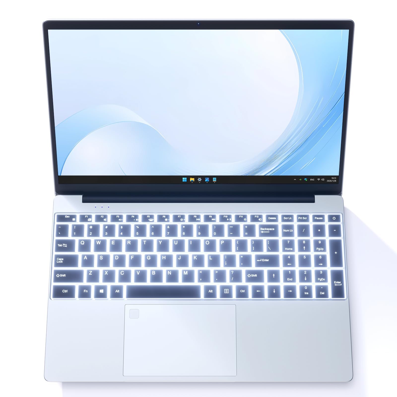auusda Business Laptop Computer for Work, Notebook PC for College Students, 15.6" FHD Display, 4-Core Processor, Backlit Keyboard, Fingerprint ID, Up to 10TB Storage, 16GB DDR4 RAM, 512GB NVMe, Silver