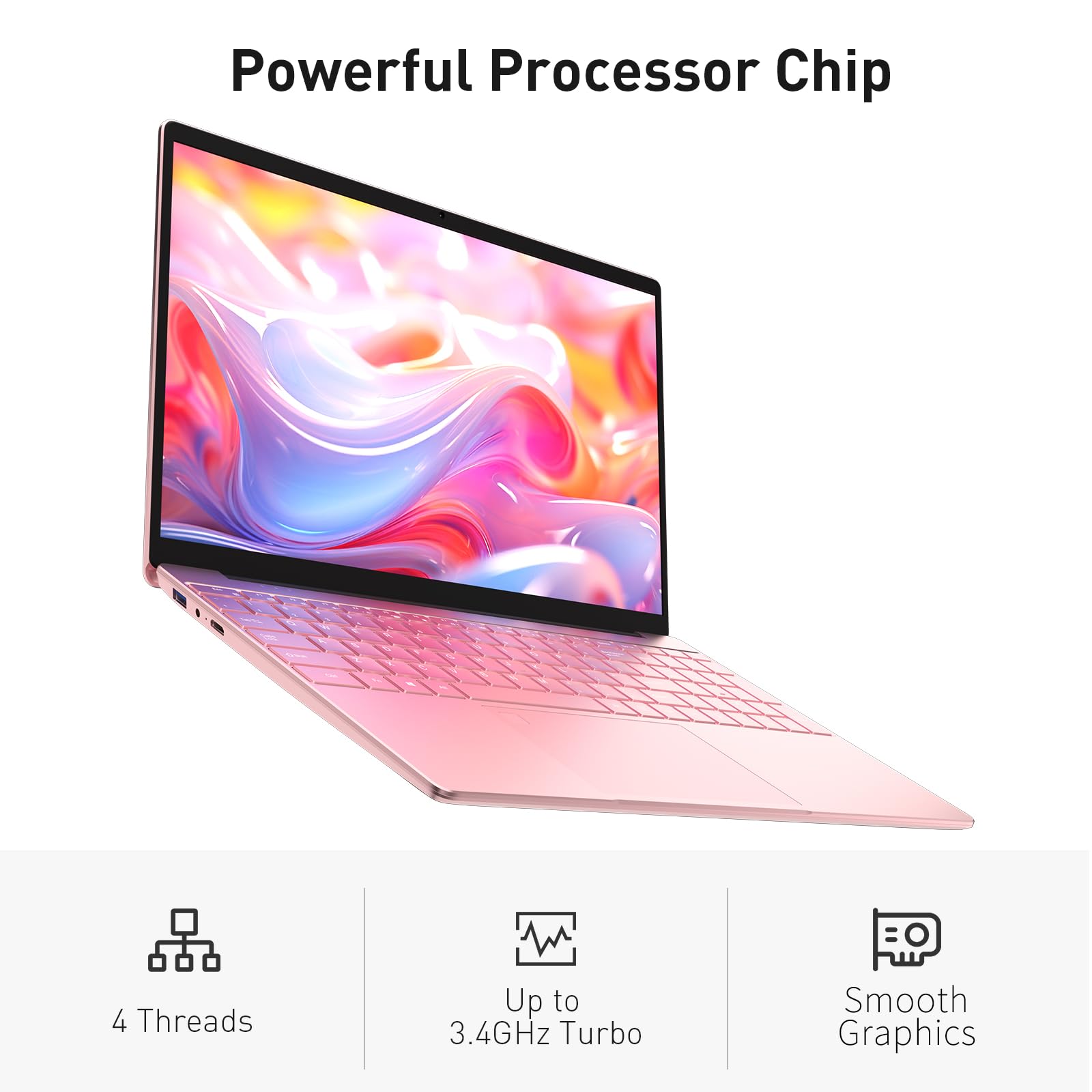 Auusda Business Laptop Computer for Work, Notebook PC for College Students, 15.6" FHD Display, Up to 3.4GHz CPU, Backlit Keyboard, Fingerprint ID, Up to 10TB Storage, 16GB DDR4 RAM, 1TB NVMe, Pink