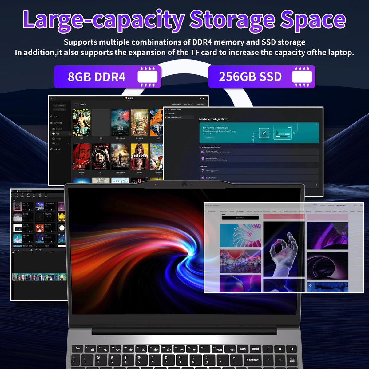 Auusda Student Laptop,14.1" FHD Laptop for Business and Study, 4-Core N5095丨Numeric Keypad, Backlit Keyboard, Privacy Camera, USB 3.0, HDMI, Lightweight & Portable, 8GB RAM, 256GB SSD, Silver