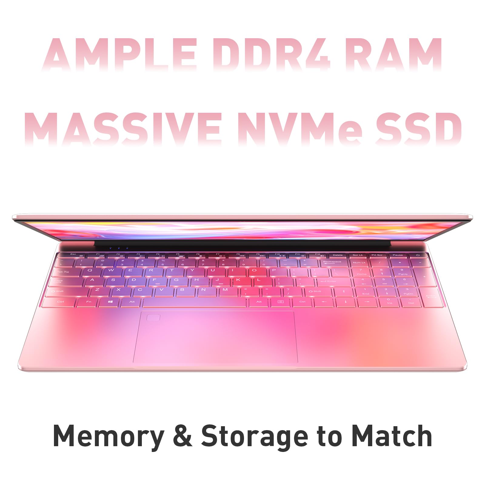 Auusda Business Laptop Computer for Work, Notebook PC for College Students, 15.6" FHD Display, Up to 3.4GHz CPU, Backlit Keyboard, Fingerprint ID, Up to 10TB Storage, 16GB DDR4 RAM, 1TB NVMe, Pink