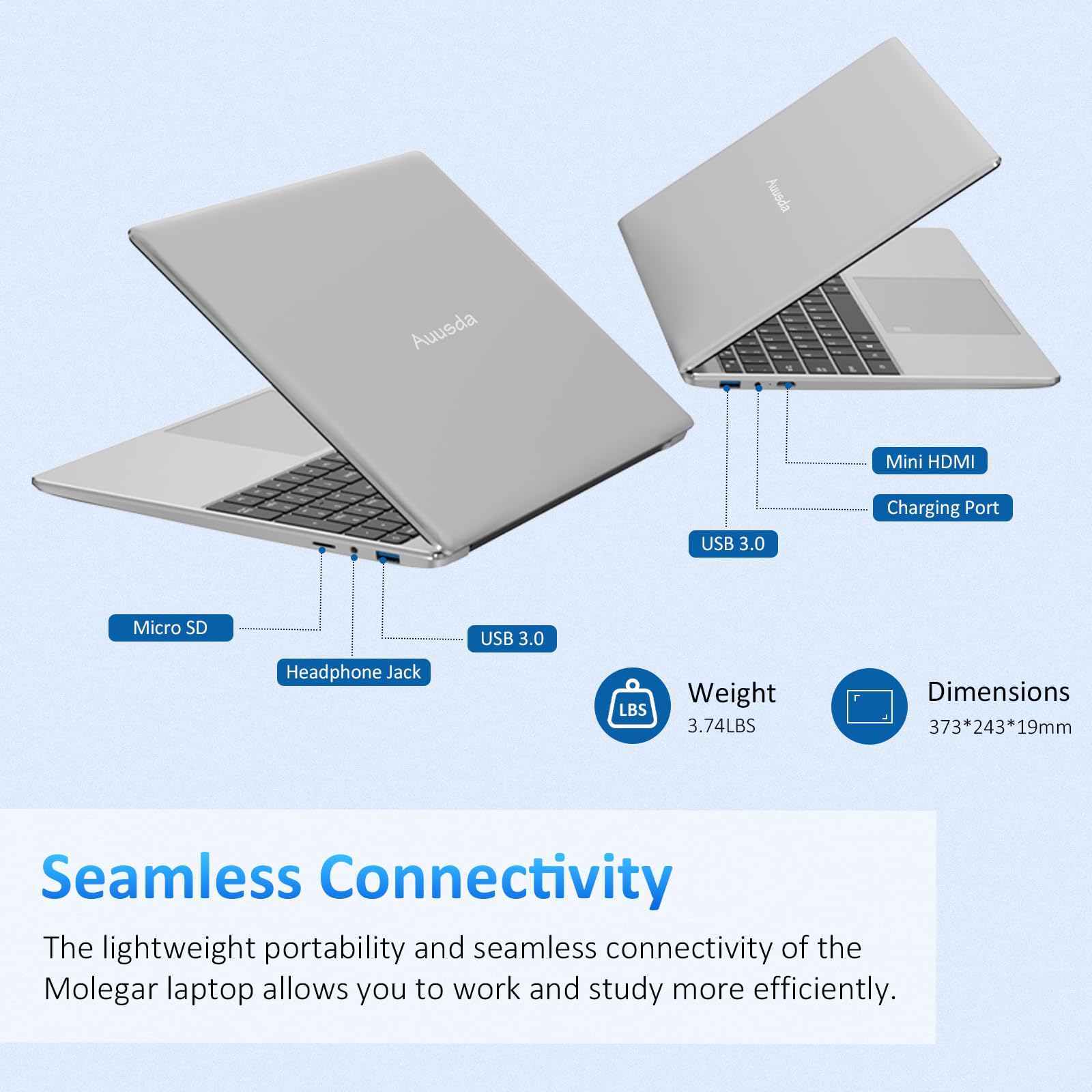Ordinateur portable professionnel Auusda T152A - Processeur Intel N95, 32 Go de RAM, 1 To de SSD