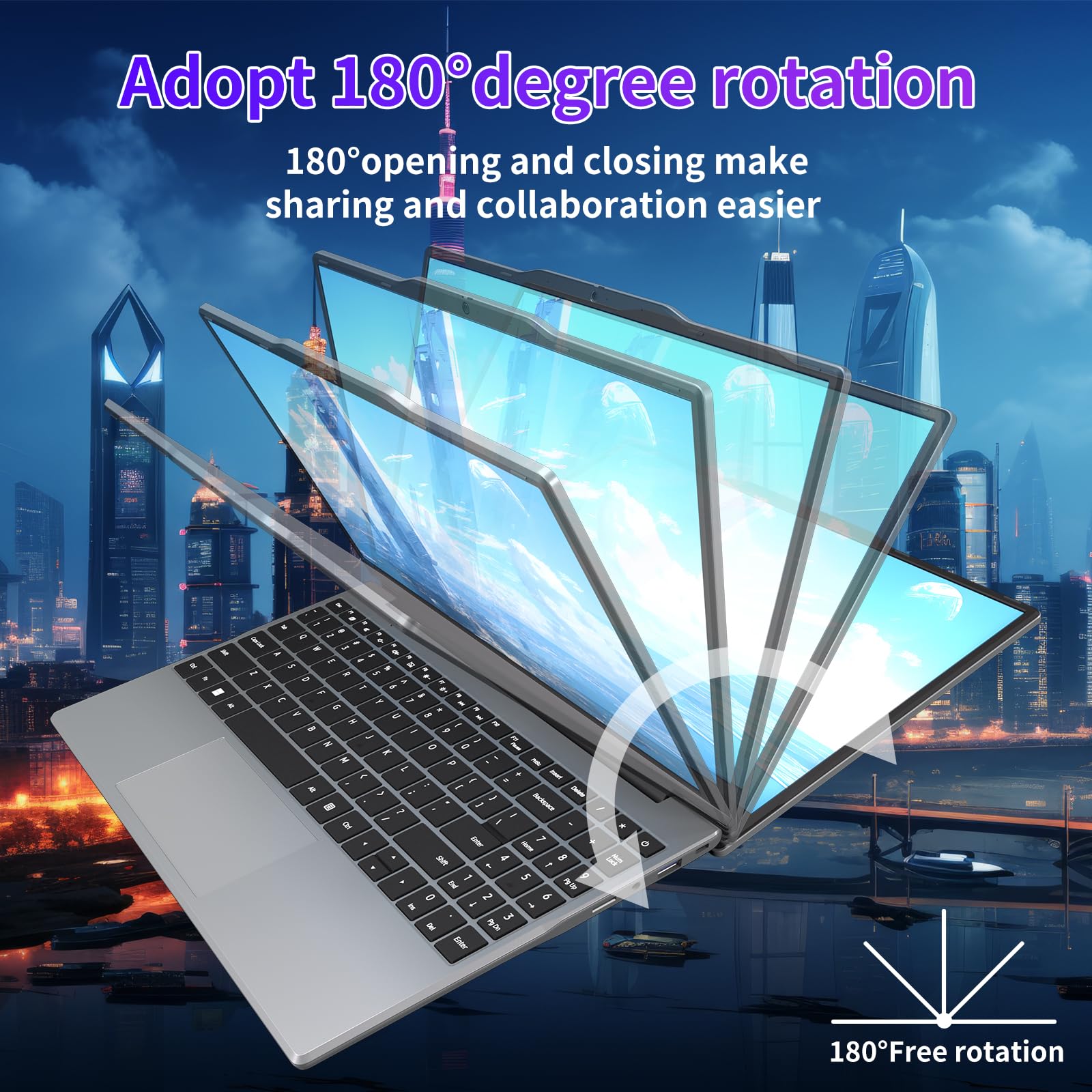 Auusda Student Laptop,14.1" FHD Laptop for Business and Study, 4-Core N5095丨Numeric Keypad, Backlit Keyboard, Privacy Camera, USB 3.0, HDMI, Lightweight & Portable, 8GB RAM, 256GB SSD, Silver