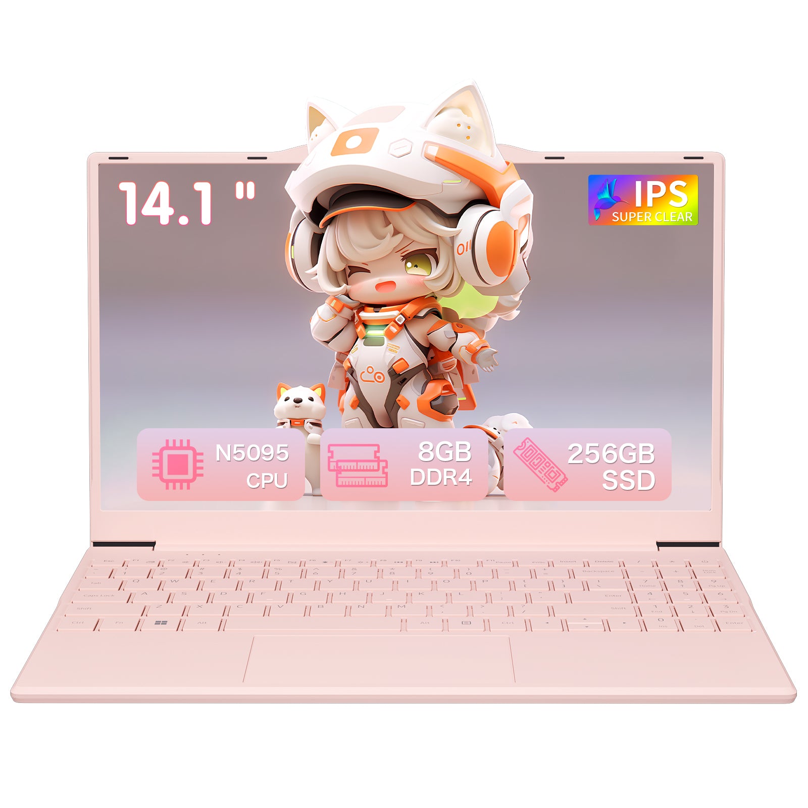 auusda T141J N5095 CPU, 8GB + 256GB,WiFi (2.4G/5G), Bluetooth 4.2/5.0,Pink