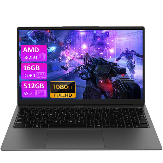 Ordinateur portable de jeu Auusda T1568 – Processeur AMD Ryzen™ 7 5825U, 16 Go de RAM, 512 Go de SSD