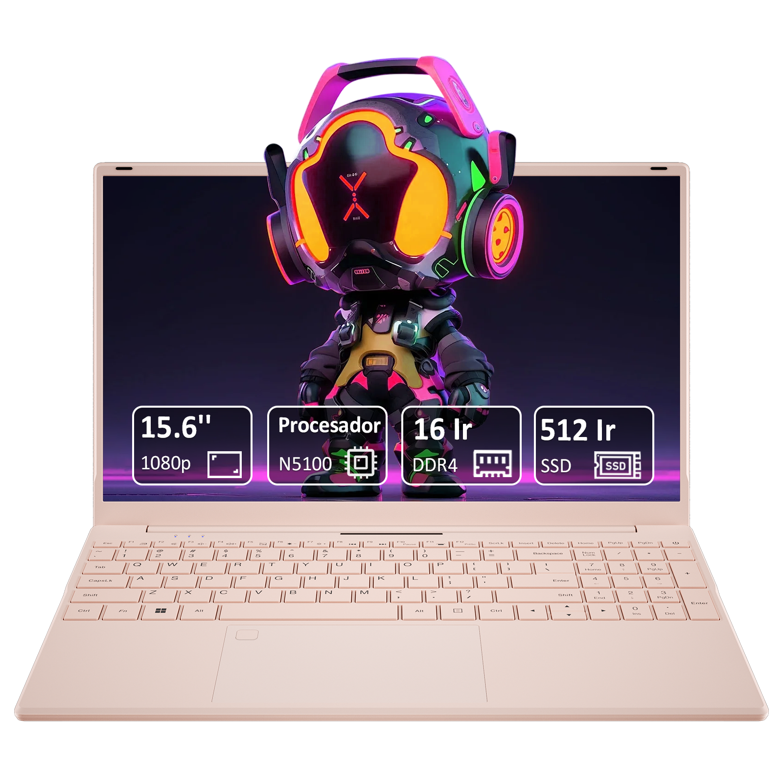 auusda Portátil Ultrafino de 15,6", Procesador N5100 (2,8 GHz), 16 GB de RAM, 512 GB SSD, 1920x1080 FHD, 6000 mAh, WiFi Doble Banda, Bluetooth 4.2, Webcam, 1,6 kg Ligero