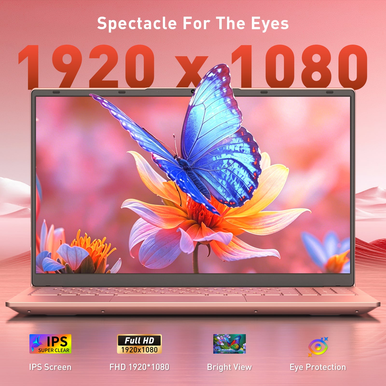 Auusda 2026 15.6" Pink Laptop, R3 3250C up to 3.5GHz, Win11 Compatible WiFi 6, Backlit Keyboard + Fingerprint, Dual Full-Featured Type-C, 6000mAh, Portable Laptop for Work, 16GB RAM 512GB SSD
