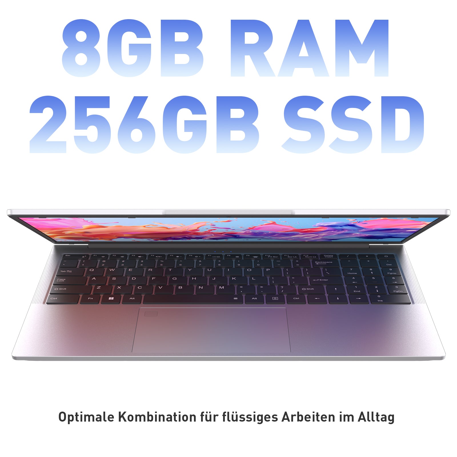 auusda Laptop 15,6 Zoll, Notebook mit 8GB RAM 256GB SSD, Fingerabdrucksensor, beleuchtete Tastatur, 3250C Prozessor, Ziffernblock, Privacy Kameraabdeckung, leicht & ideal für Büro und Schule