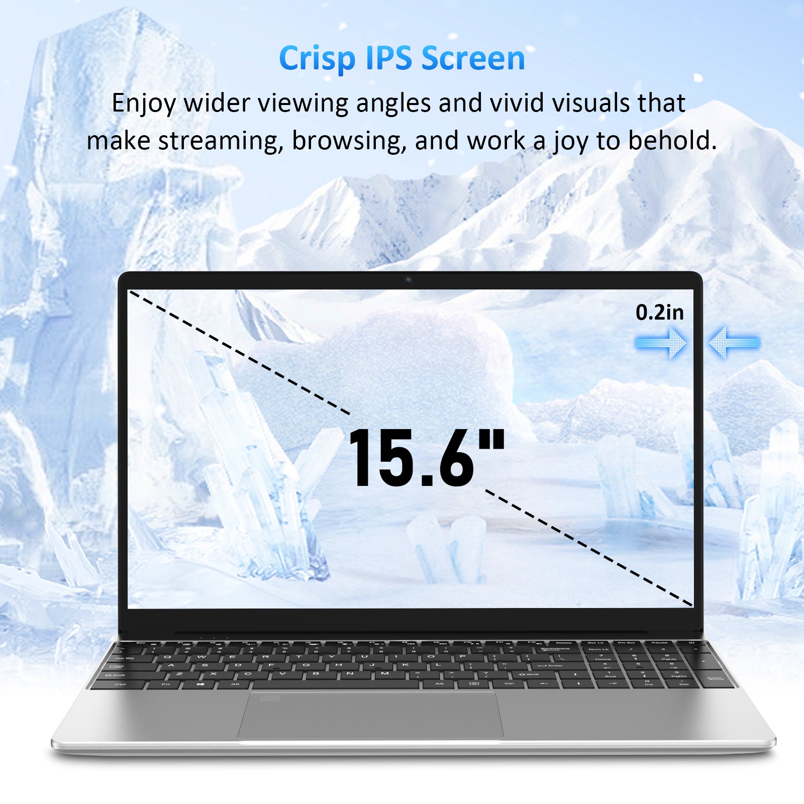 auusda T152A 15.6" IPS Laptop, Intel N95 Processor, 16GB DDR4 RAM, 1TB NVMe SSD, UHD Graphics, 1920×1080 Full HD, 2.4G/5G WiFi, BT 5.0, Mini HDMI, Windows 11 Pro, 8000mAh Battery