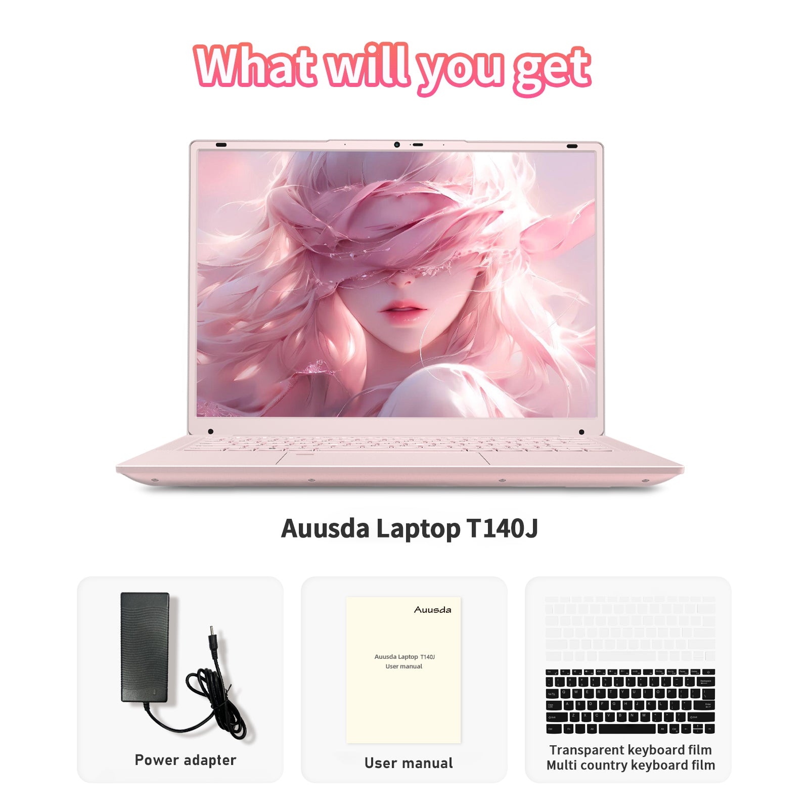 Auusda T140J N5105 16GB DDR4 + 512GB SSD,Pink