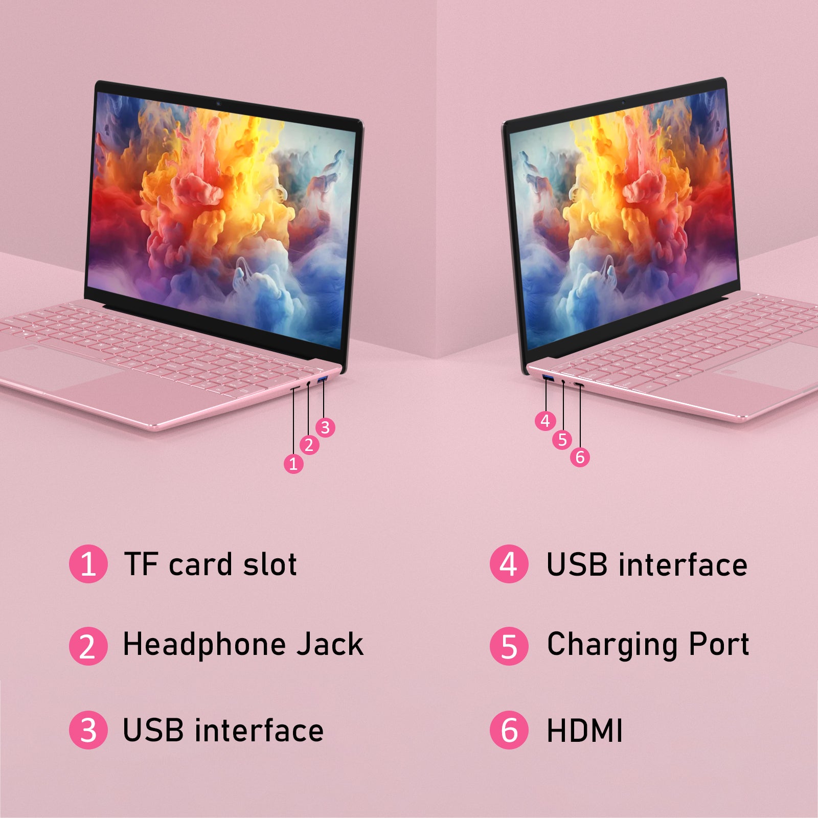auusda 15.6" Laptop Computer, 16GB RAM 1TB SSD, Intel N5100, Windows 11 Pro Notebook, Backlit Keyboard, Fingerprint Unlock, Pink