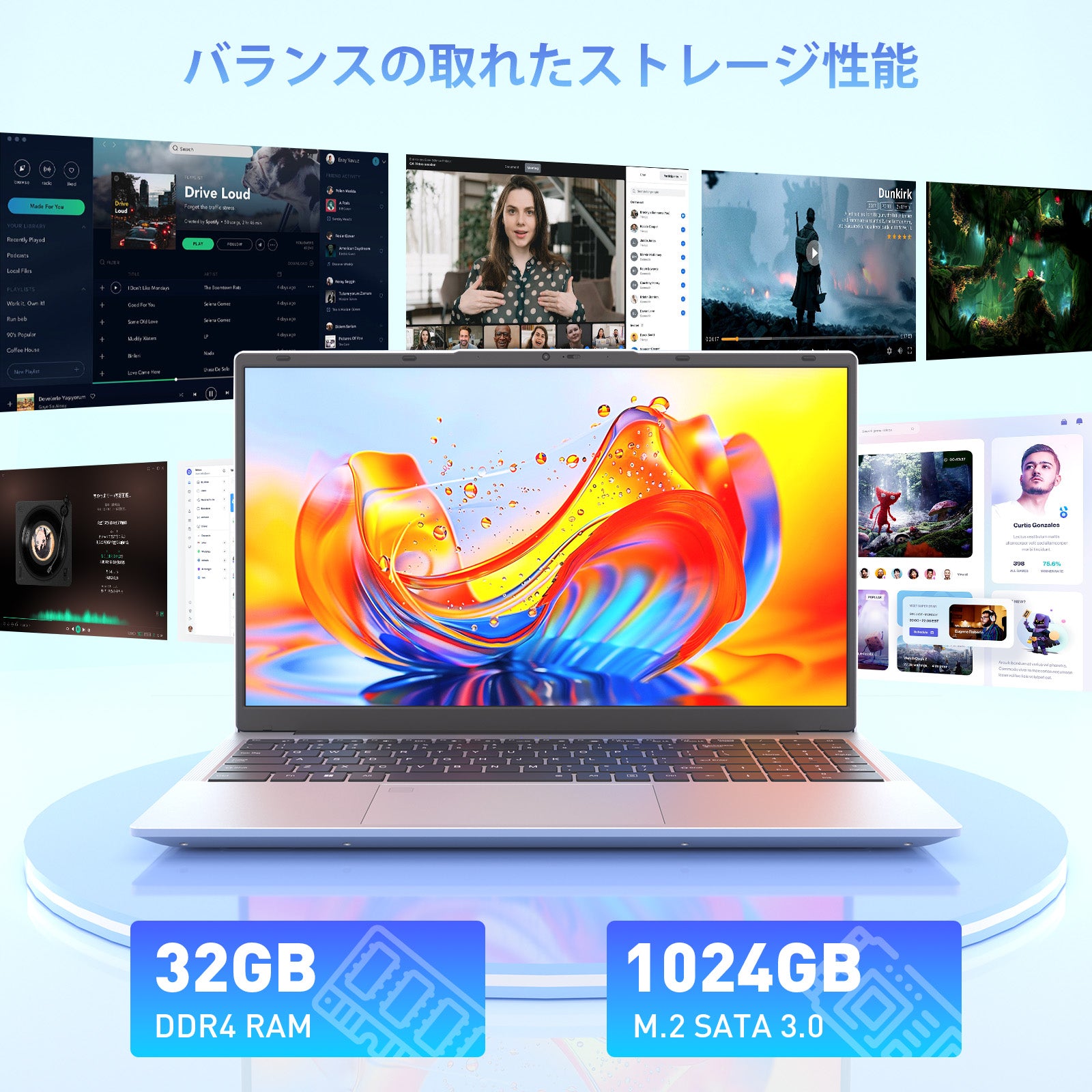 ノートパソコン MS Office 搭載「Athlon 3050E 最大2.8GHz 15.6インチ 6000mAh大容量バッテリー スロット*2 DDR4 32GB 1TB M.2 SSD ノートPC」Win 11 Pro/テンキー付き/WiFi 5/USB 3.0/Type-C（全機能対応）/HDMI/BT 4.2 日本語キーボードフィルム付き 在宅勤務 学生向けノートpc シルバー