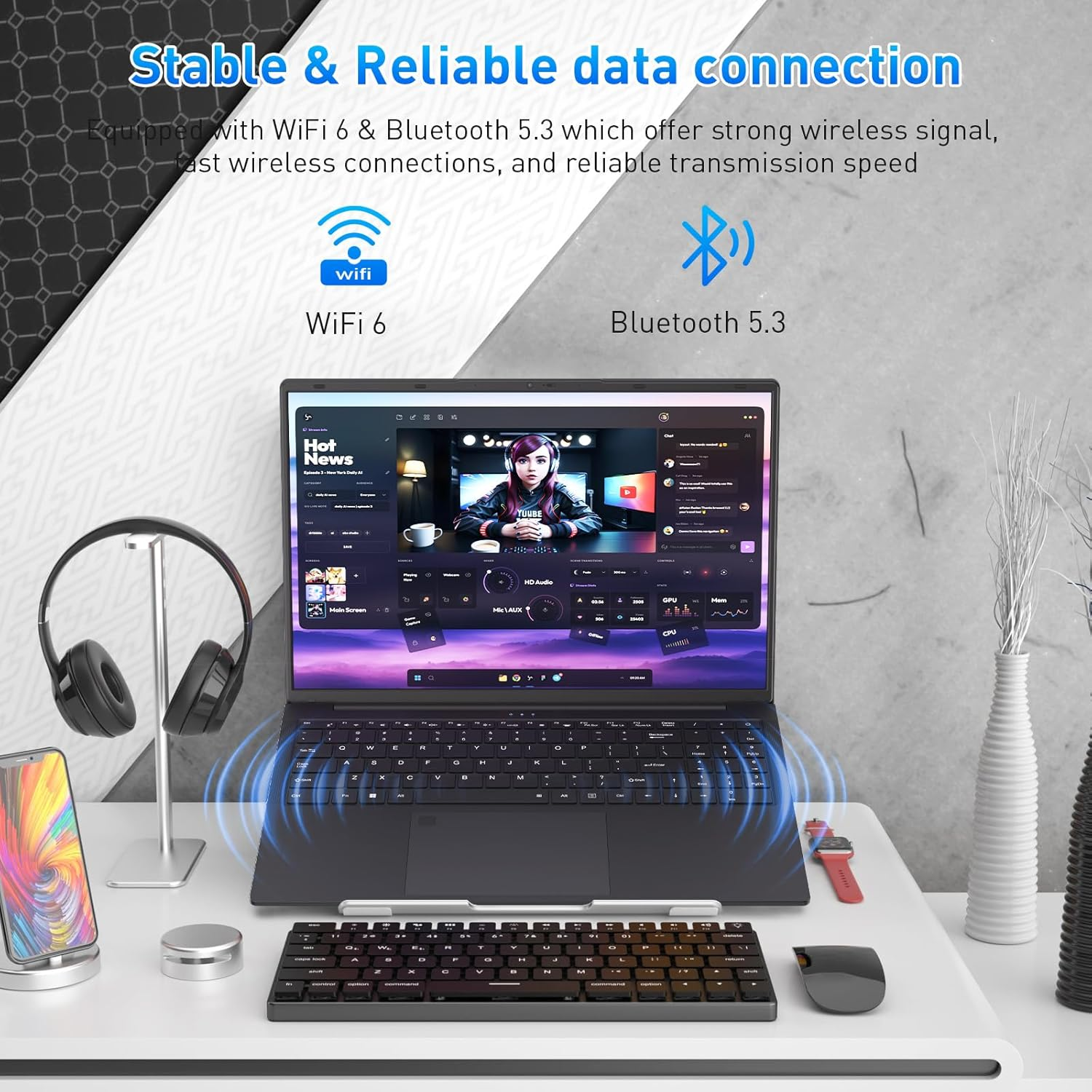 auusda Laptop Computer, 32GB RAM, 1TB PCIe SSD, Ryzen 5 3500U 4C8T 2.1-3.7GHz, 16" FHD+, HD Webcam, Privacy Shutter, BacklitKB, Fingerprint, USB-C 65W Charging, 3 USBA, Win11Pro, WiFi 6, T160R, Black