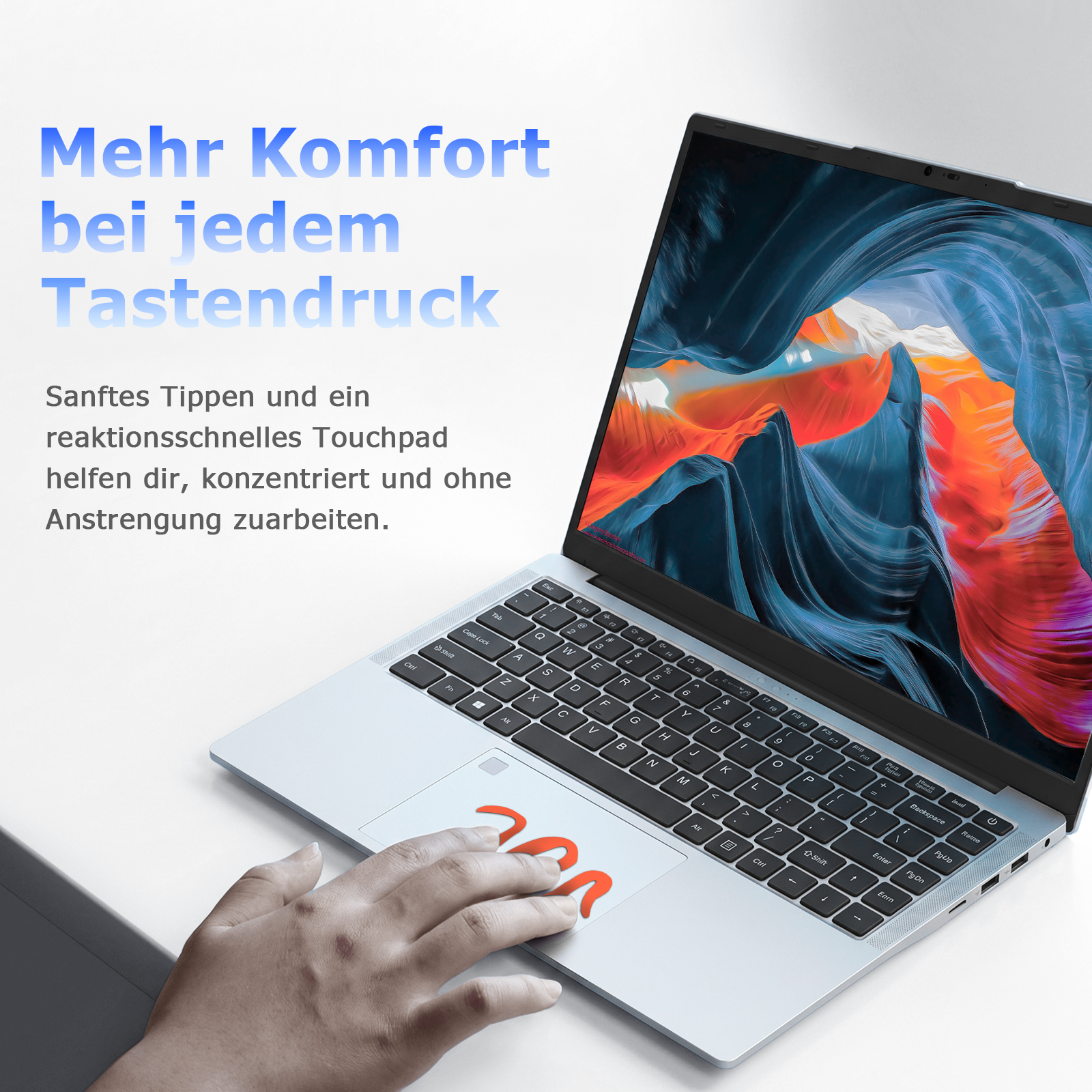 auusda Laptop 15,6 Zoll, Notebook mit 8GB RAM 256GB SSD, Fingerabdrucksensor, beleuchtete Tastatur, 3250C Prozessor, Ziffernblock, Privacy Kameraabdeckung, leicht & ideal für Büro und Schule
