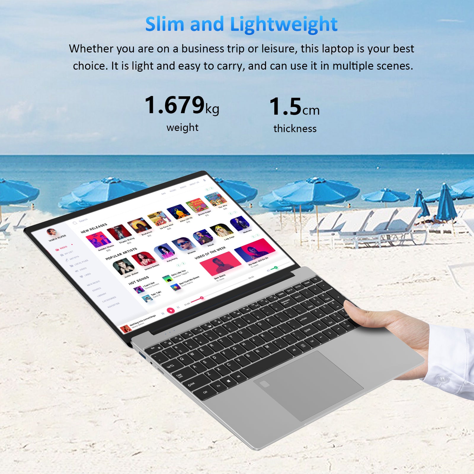 Ordinateur portable Auusda T152A, processeur Intel N95, 16 Go de RAM DDR4, SSD NVMe 512 Go, argent