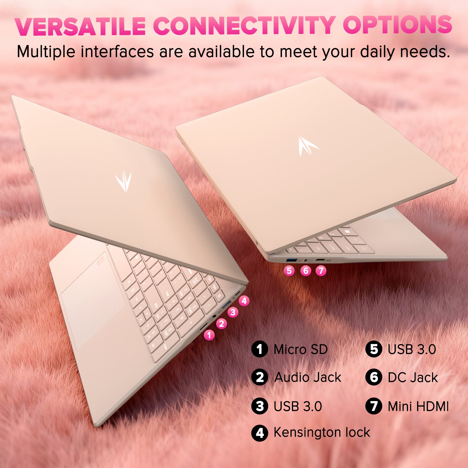 auusda 15.6Inch Laptop, 32GB Dual Channel RAM, 1TB SSD, up to 2.80 GHz, Fingerprint Unlock, Backlit Keyboard - Ideal for Students & Professionals,  6000mAh, USB3.0*2, Pink Computer