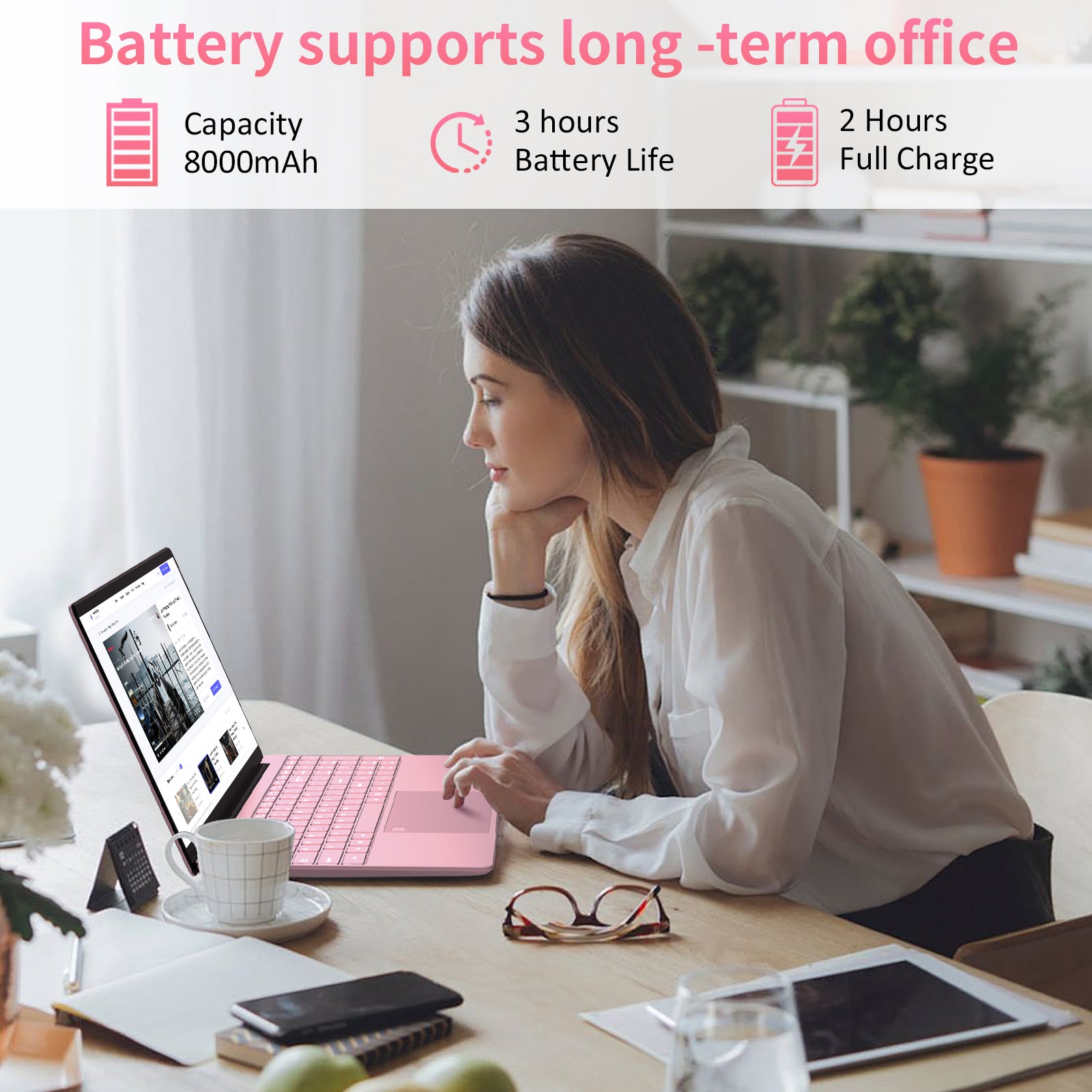 auusda 15.6" Business Laptop, 32GB RAM 1TB SSD, Windows 11 Pro Computers, Intel N5100 CPU, Pink