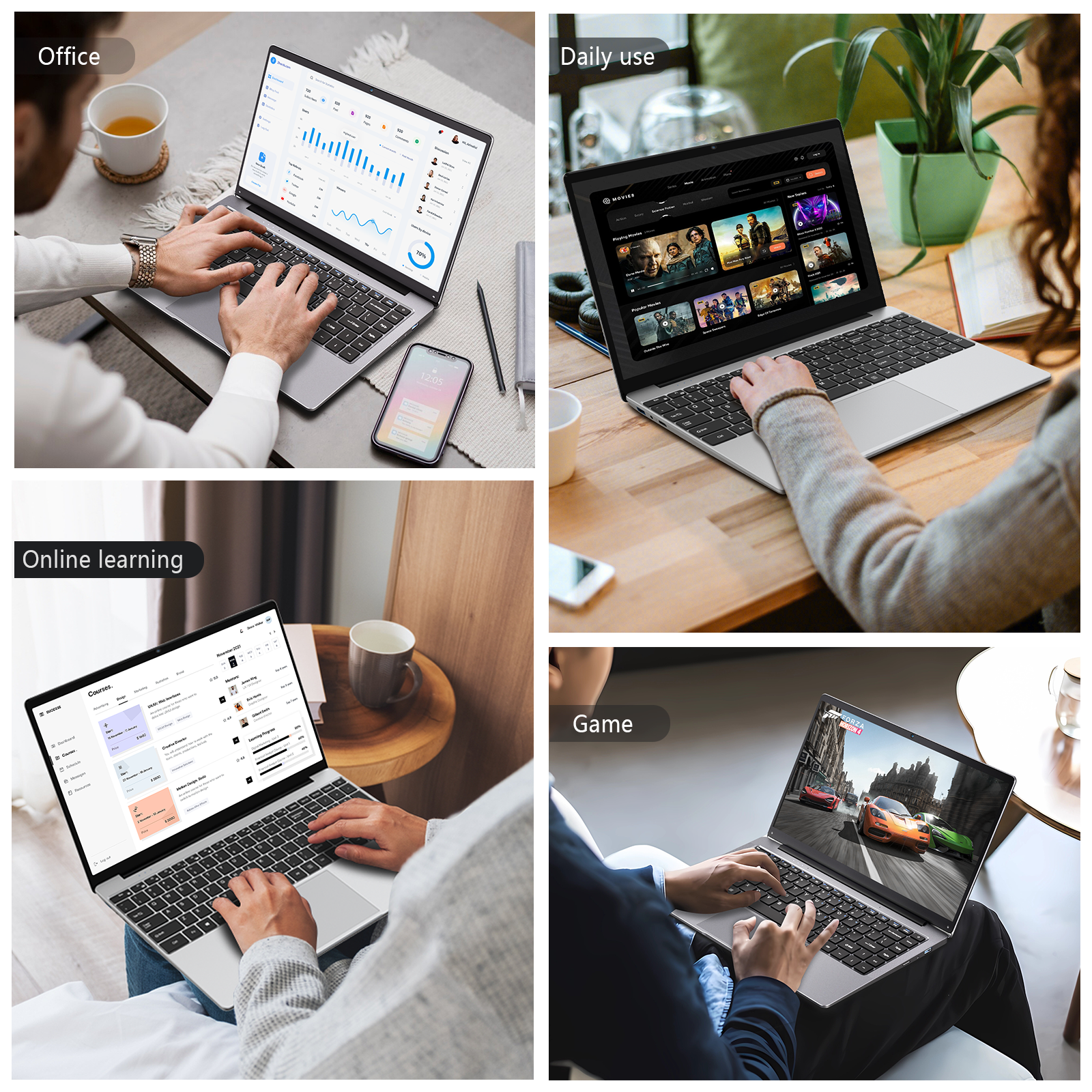 Ordinateur portable professionnel Auusda T152A - Processeur Intel N95, 32 Go de RAM, 1 To de SSD