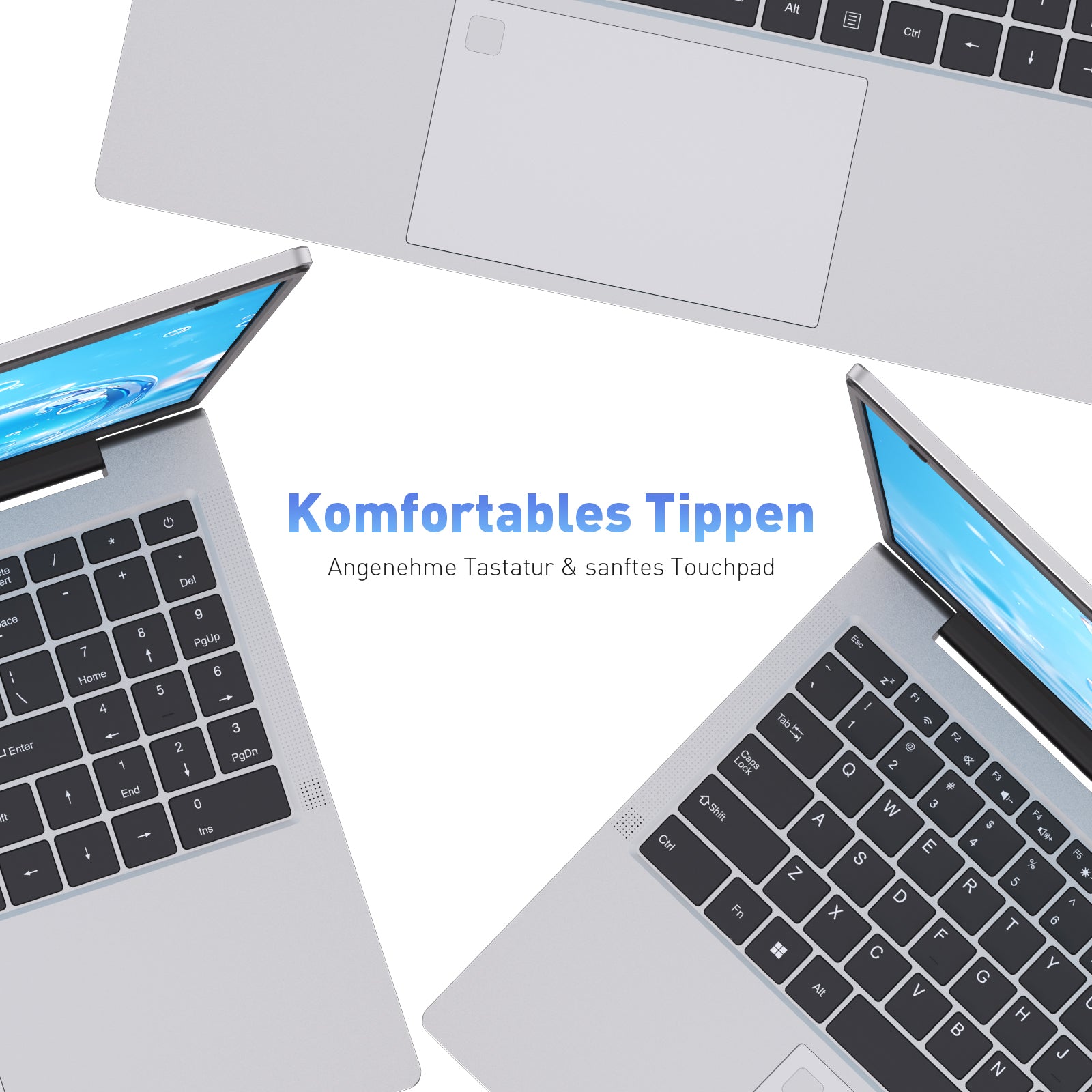 auusda Laptop 17,3 Zoll Notebook, 8GB DDR4 RAM 256GB SSD, 3250C Prozessor, Fingerabdrucksensor, beleuchtete Tastatur, Ziffernblock, Privacy-Kameraabdeckung, leichtes Notebook für Schule & Büro