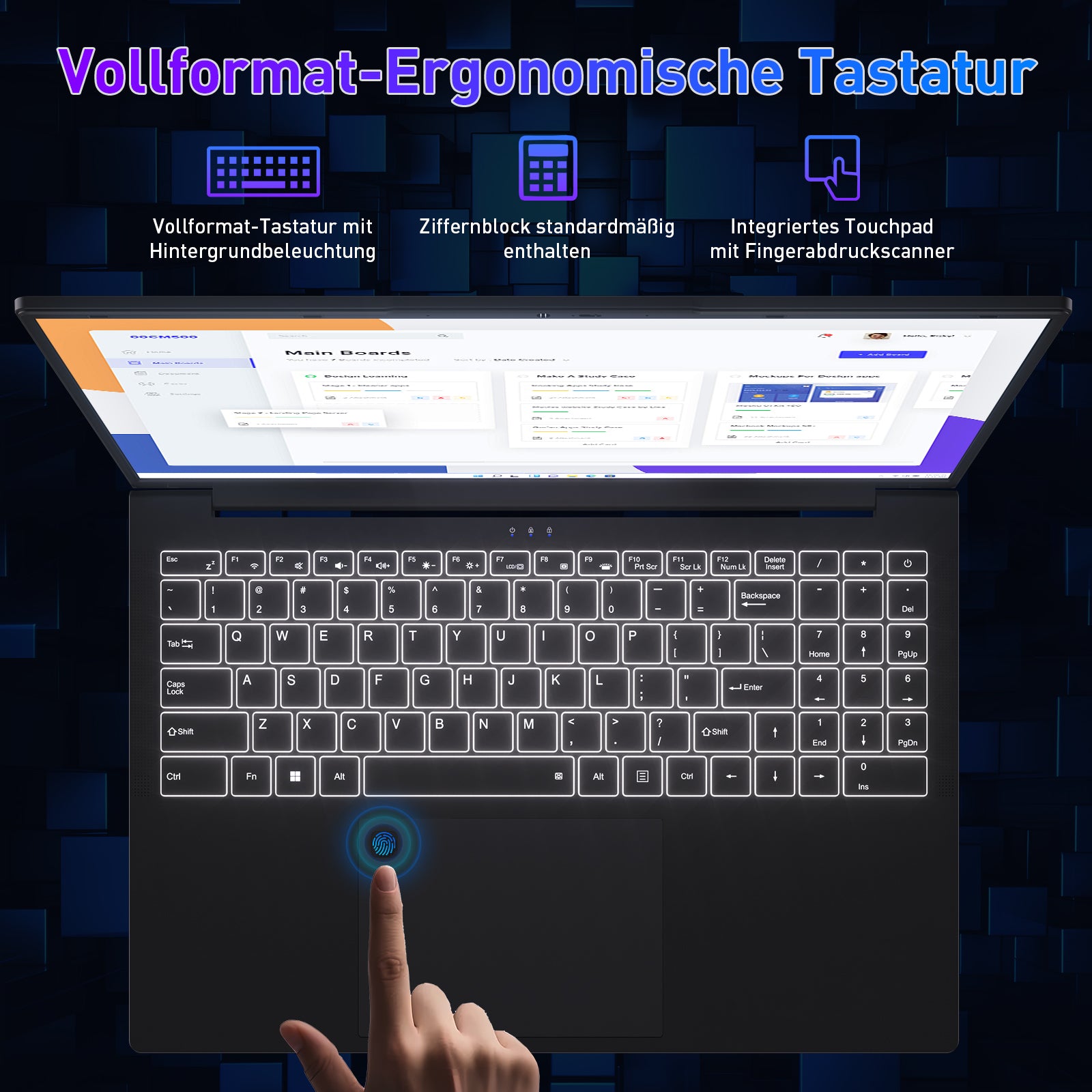 Auusda Laptop 16 Zoll Notebook, 16 GB RAM, 512 GB SSD, Prozessor R5 3500U(stärker als i5-13420H, bis zu 3.7GHz) FHD Display, Fingerabdrucksensor, BT5.3, Wifi6, Full-Function Type-C