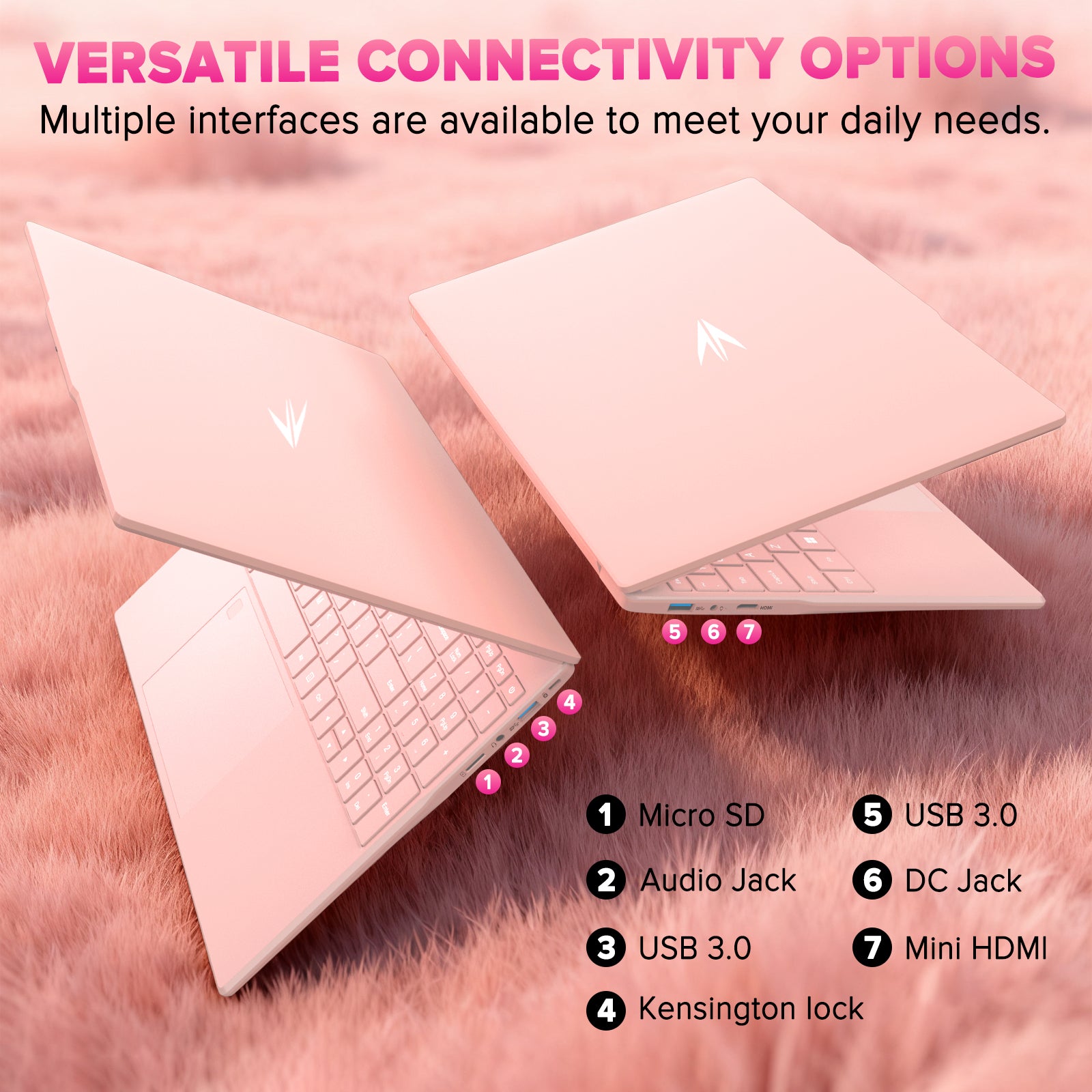 auusda 15.6" FHD IPS Pink Laptop, Quad Core N5100 High Speed CPU, 8GB Dual RAM 512GB SSD, 6000mAh, USB3.0, Fingerprint Unlock, Backlit Keyboard - Ideal for Students & Business, Girl's Laptop computer