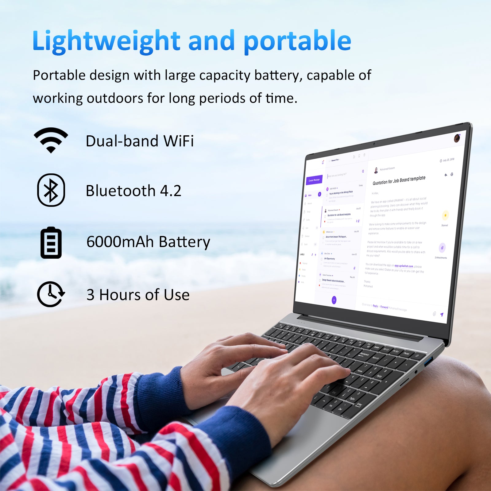 auusda T152A 15.6" IPS Laptop, Intel N95 Processor, 16GB DDR4 RAM, 1TB NVMe SSD, UHD Graphics, 1920×1080 Full HD, 2.4G/5G WiFi, BT 5.0, Mini HDMI, Windows 11 Pro, 8000mAh Battery