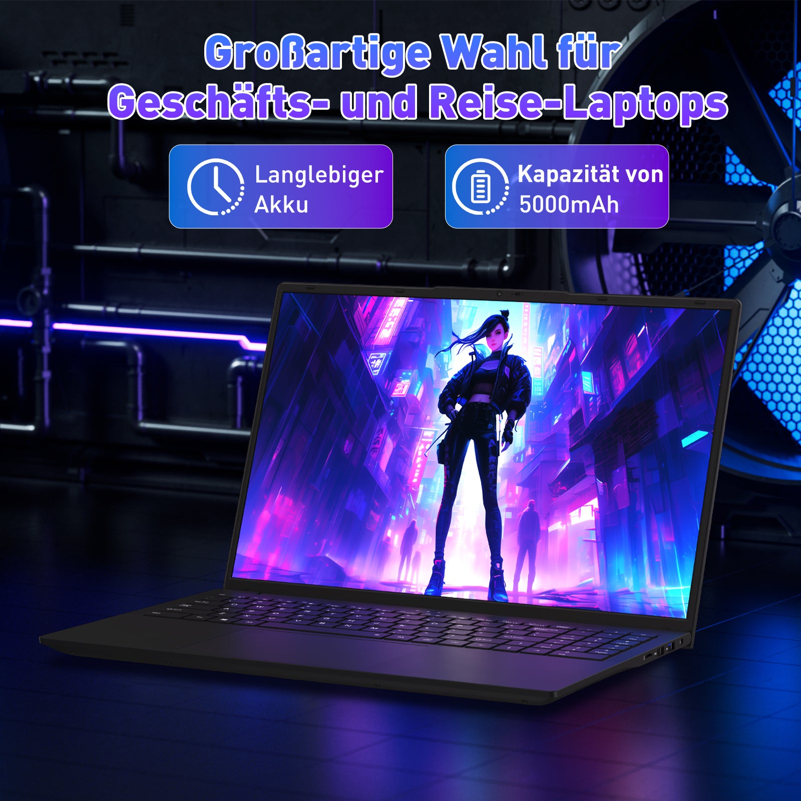 Auusda Laptop 16 Zoll Notebook, 16 GB RAM, 512 GB SSD, Prozessor R5 3500U(stärker als i5-13420H, bis zu 3.7GHz) FHD Display, Fingerabdrucksensor, BT5.3, Wifi6, Full-Function Type-C