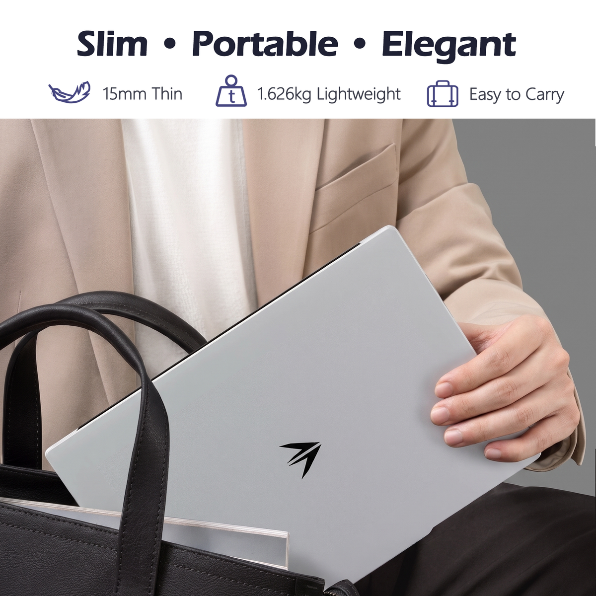 Auusda 15.6" Laptop Computer, AMD Ryzen 5 6600U, 12GB LPDDR5 RAM 1TB NVMe SSD, Windows 11 Pro Business Laptop, Backlight Keyboard, Face Unlock, Silver