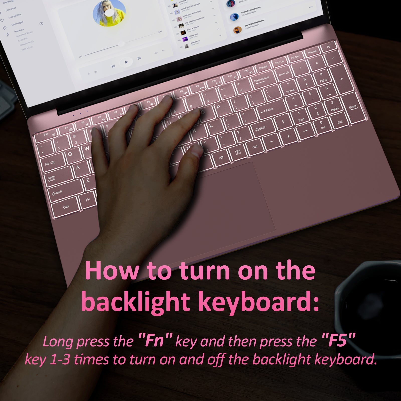 auusda 15.6" Laptop Computer, 16GB RAM 1TB SSD, Intel N5100, Windows 11 Pro Notebook, Backlit Keyboard, Fingerprint Unlock, Pink