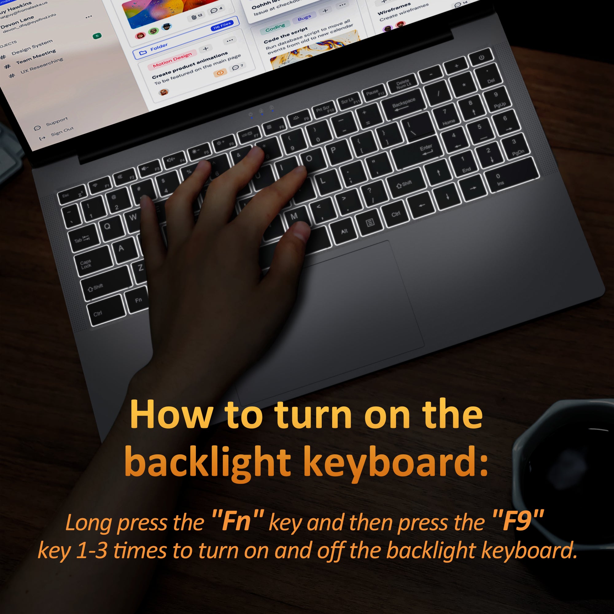 Auusda T1568 Ryzen7 5825U 32+2TB How to turn on the blacklight keyboard