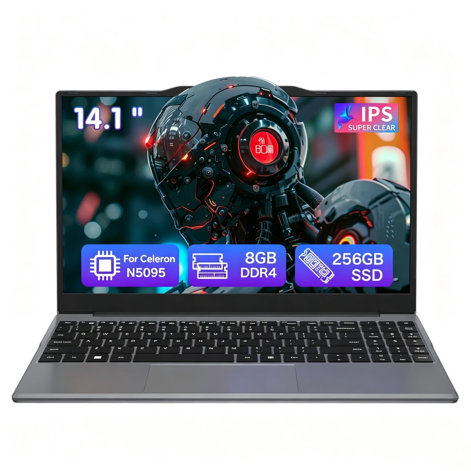 Auusda Student Laptop,14.1" FHD Laptop for Business and Study, 4-Core N5095丨Numeric Keypad, Backlit Keyboard, Privacy Camera, USB 3.0, HDMI, Lightweight & Portable, 8GB RAM, 256GB SSD, Silver